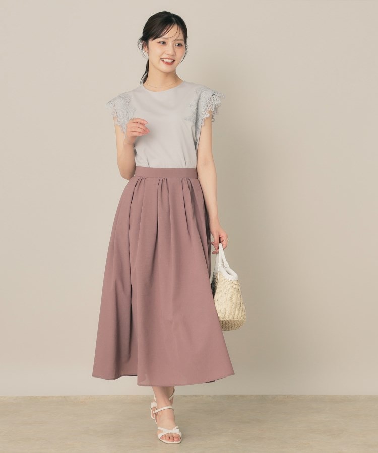 クチュール ブローチ Couture Brooch 【マシンウォッシャブル・UVケア・接触冷感】フレンチ肩レースカットソー （ライトグレー(011)） ライトグレー(011)