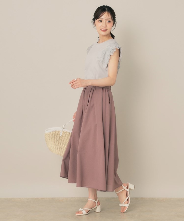 クチュール ブローチ Couture Brooch 【マシンウォッシャブル・UVケア・接触冷感】フレンチ肩レースカットソー （ライトグレー(011)） ライトグレー(011)