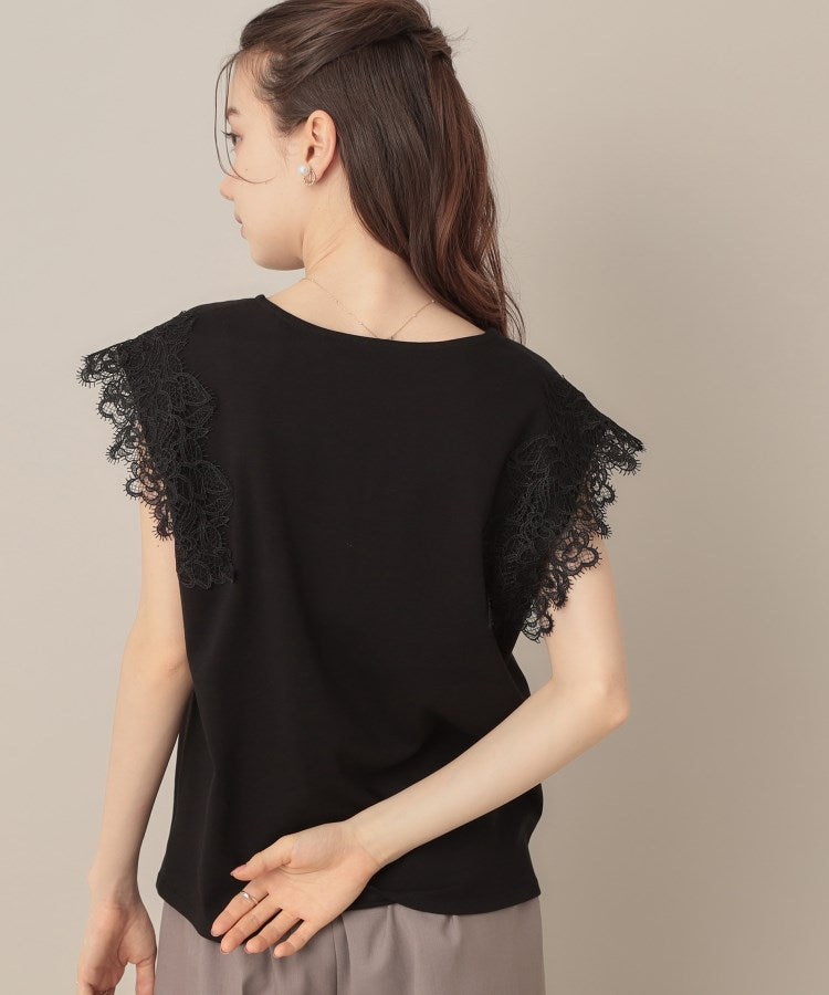 クチュール ブローチ Couture Brooch 【マシンウォッシャブル・UVケア・接触冷感】フレンチ肩レースカットソー （ライトグレー(011)） ライトグレー(011)