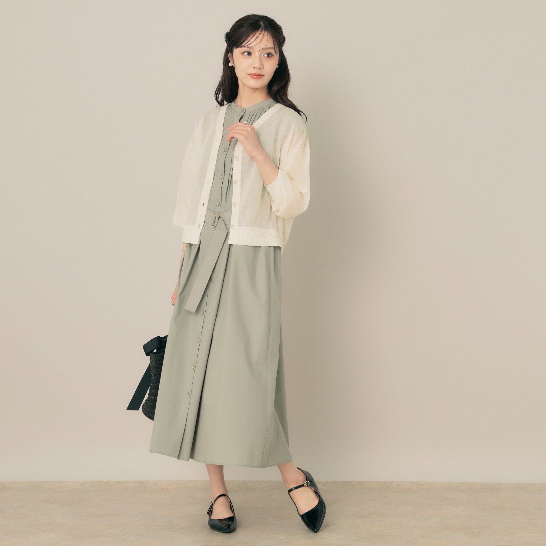 クチュール ブローチ Couture Brooch ダブルパール調 LEVITAカーディ （チャコールグレー(013)） チャコールグレー(013)
