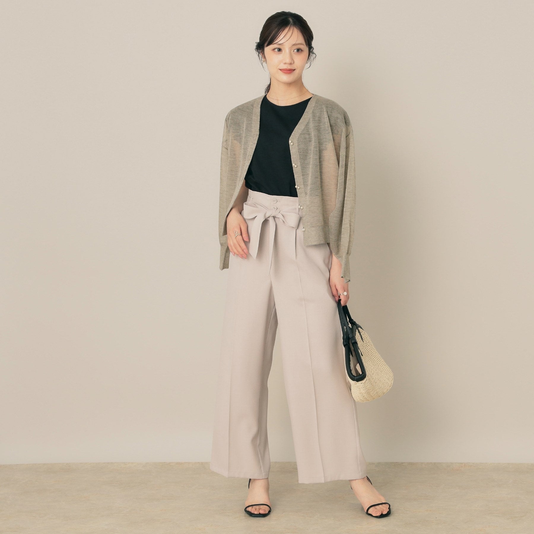 クチュール ブローチ Couture Brooch ダブルパール調 LEVITAカーディ （チャコールグレー(013)） チャコールグレー(013)