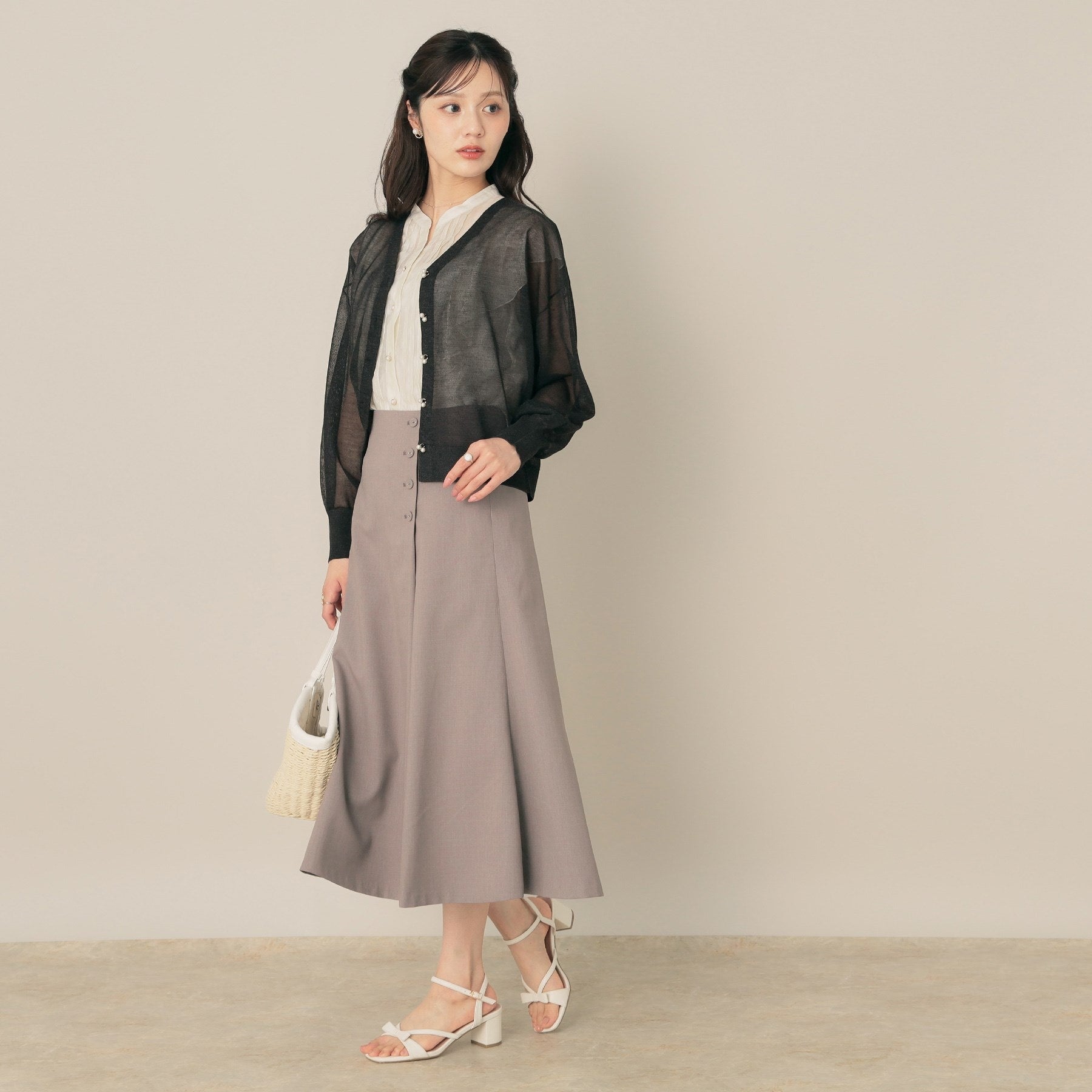 クチュール ブローチ Couture Brooch ダブルパール調 LEVITAカーディ （チャコールグレー(013)） チャコールグレー(013)