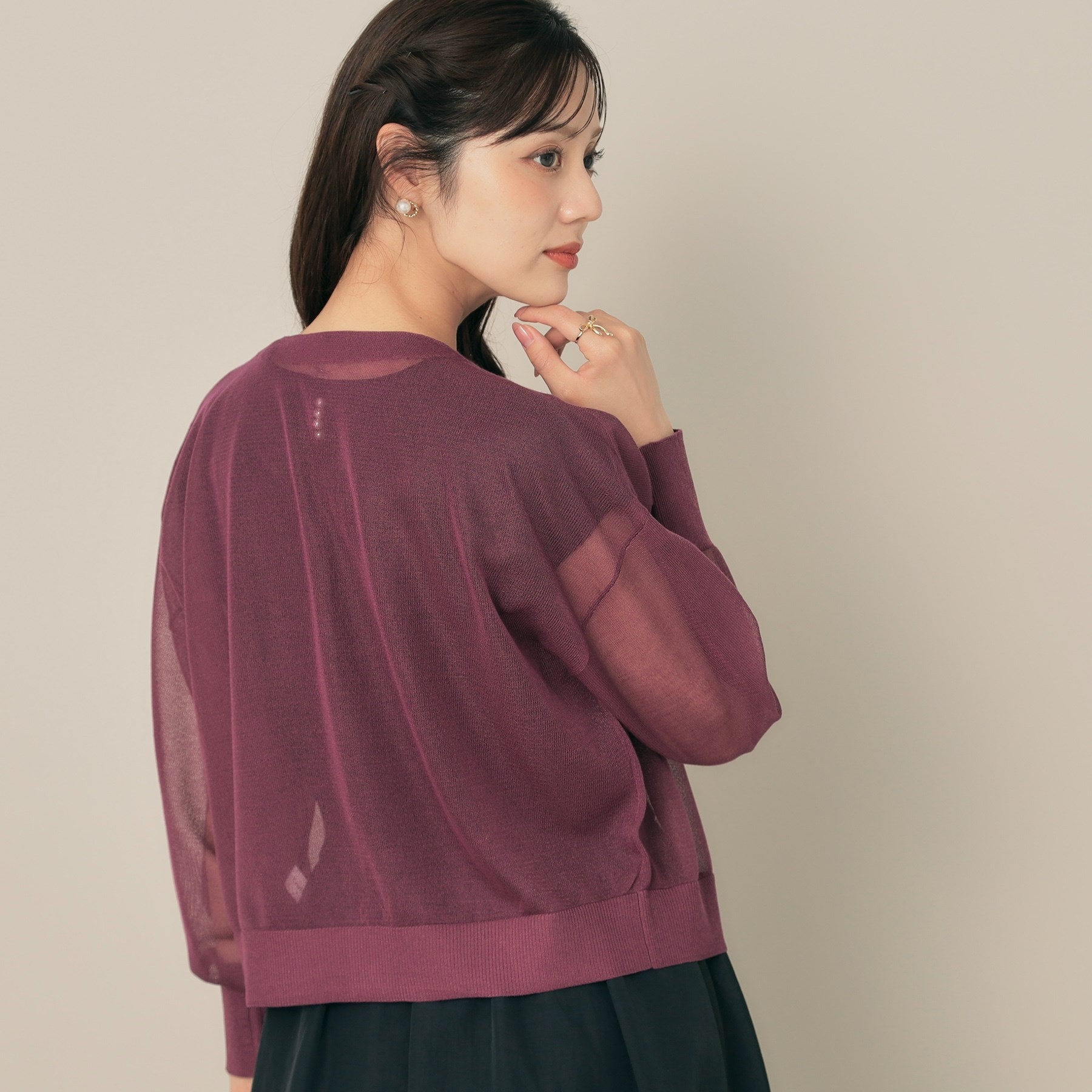 クチュール ブローチ Couture Brooch ダブルパール調 LEVITAカーディ （チャコールグレー(013)） チャコールグレー(013)