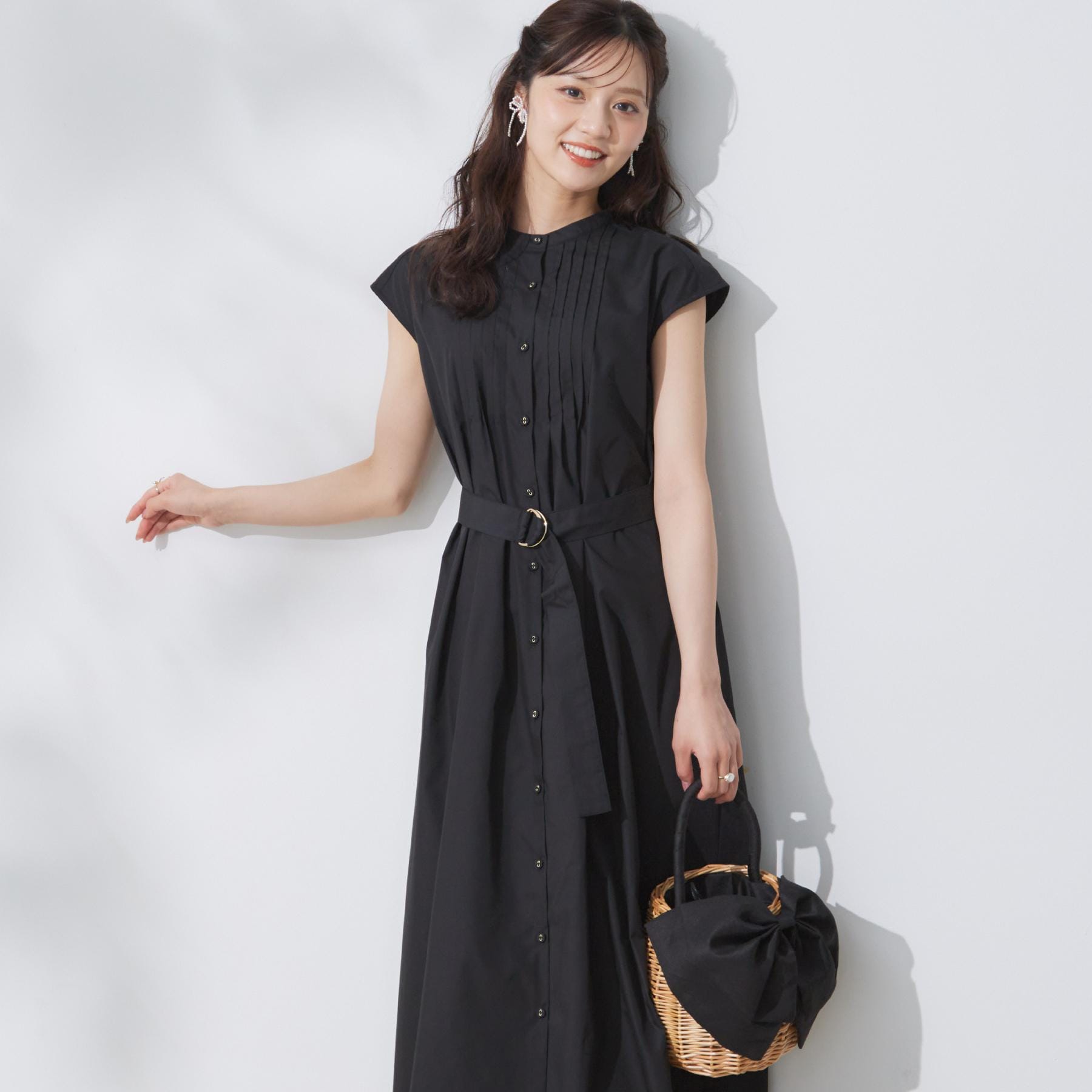 クチュール ブローチ Couture Brooch フロントタックシャツワンピース （ブラック(019)） ブラック(019)