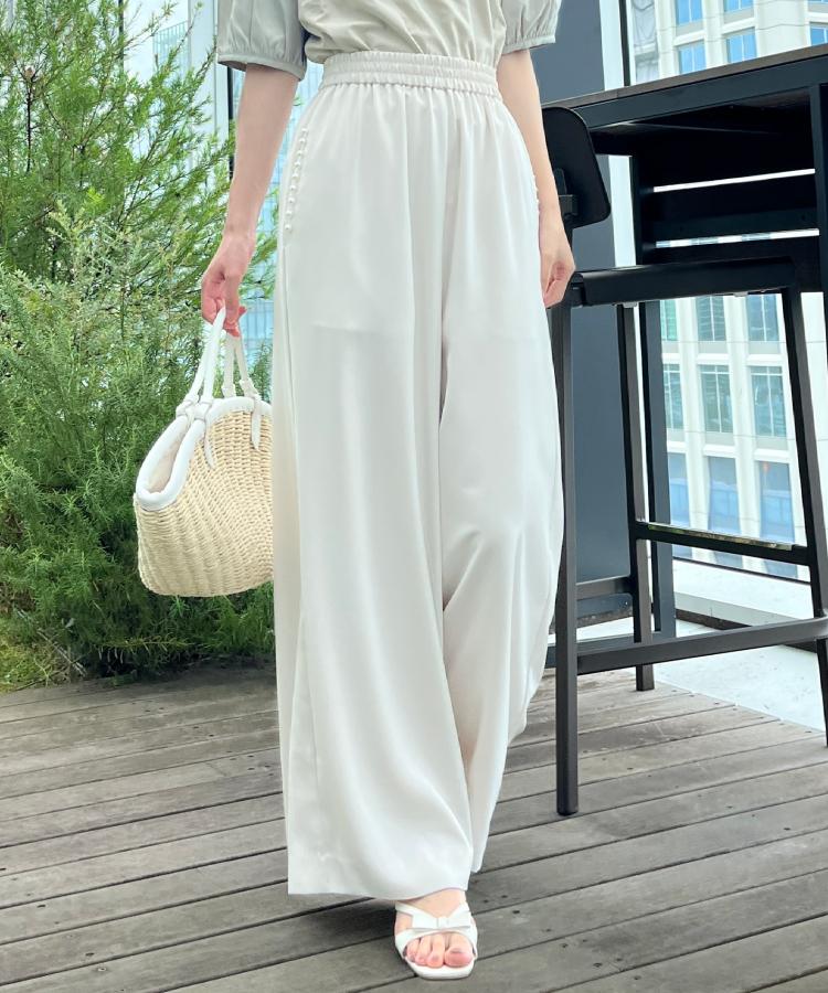 クチュール ブローチ Couture Brooch フェイクパール リラックスワイドパンツ （アイボリー(004)） アイボリー(004)