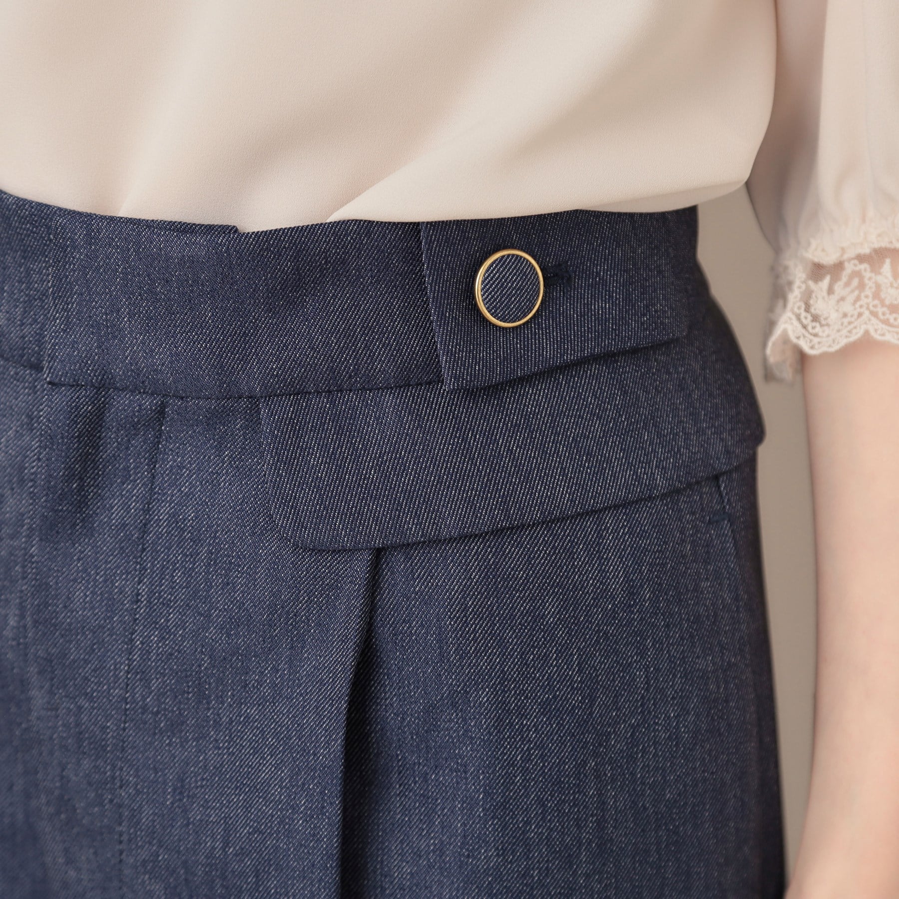 クチュール ブローチ Couture Brooch デニムライク釦デザインパンツ （ブラック(019)） ブラック(019)
