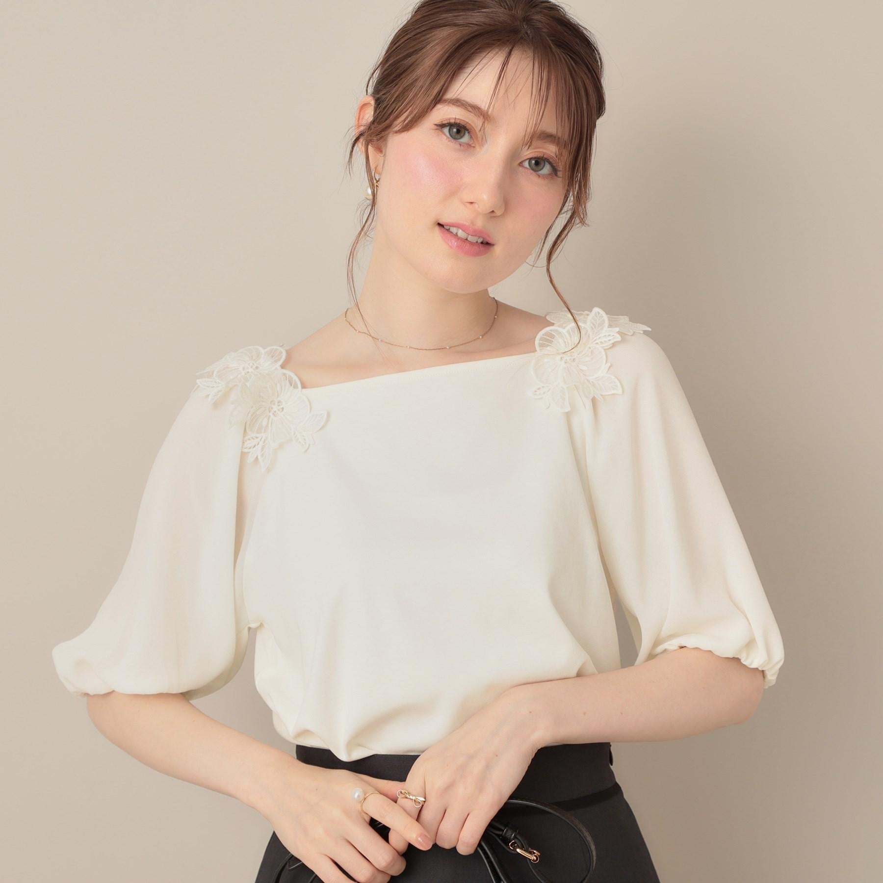 クチュール ブローチ Couture Brooch ラグランレースドッキングカットソー （オフホワイト(003)） オフホワイト(003)