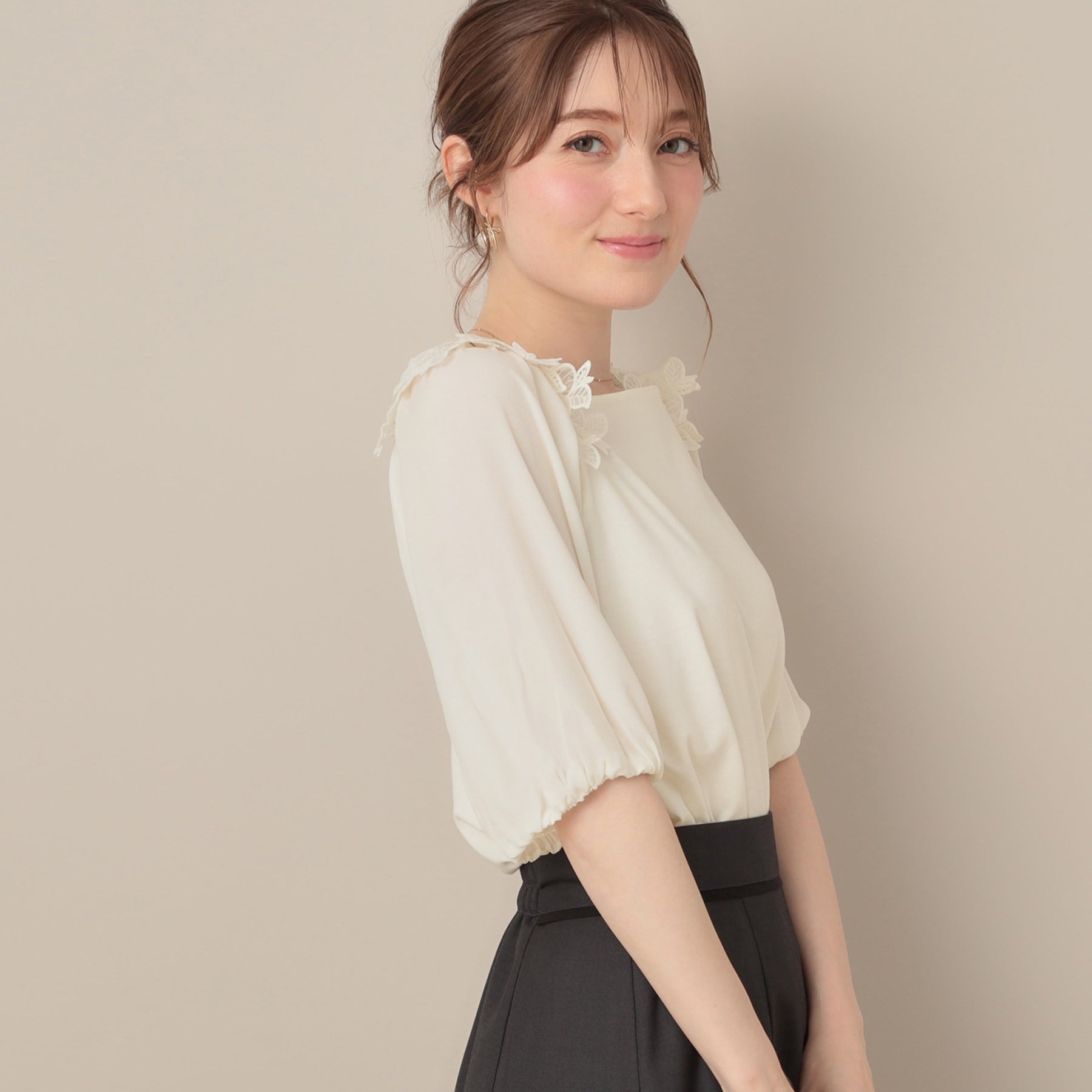 クチュール ブローチ Couture Brooch ラグランレースドッキングカットソー （オフホワイト(003)） オフホワイト(003)