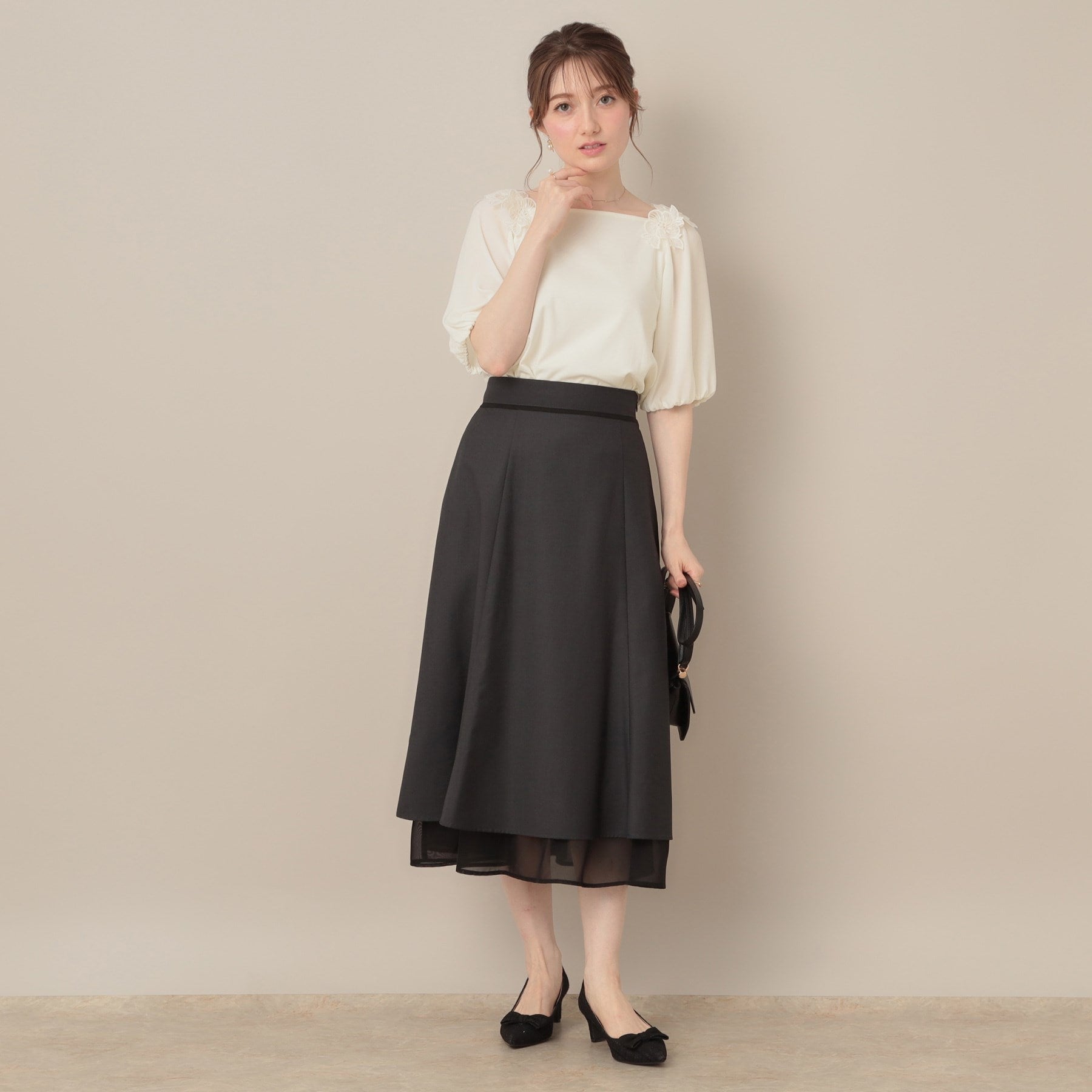 クチュール ブローチ Couture Brooch ラグランレースドッキングカットソー （オフホワイト(003)） オフホワイト(003)