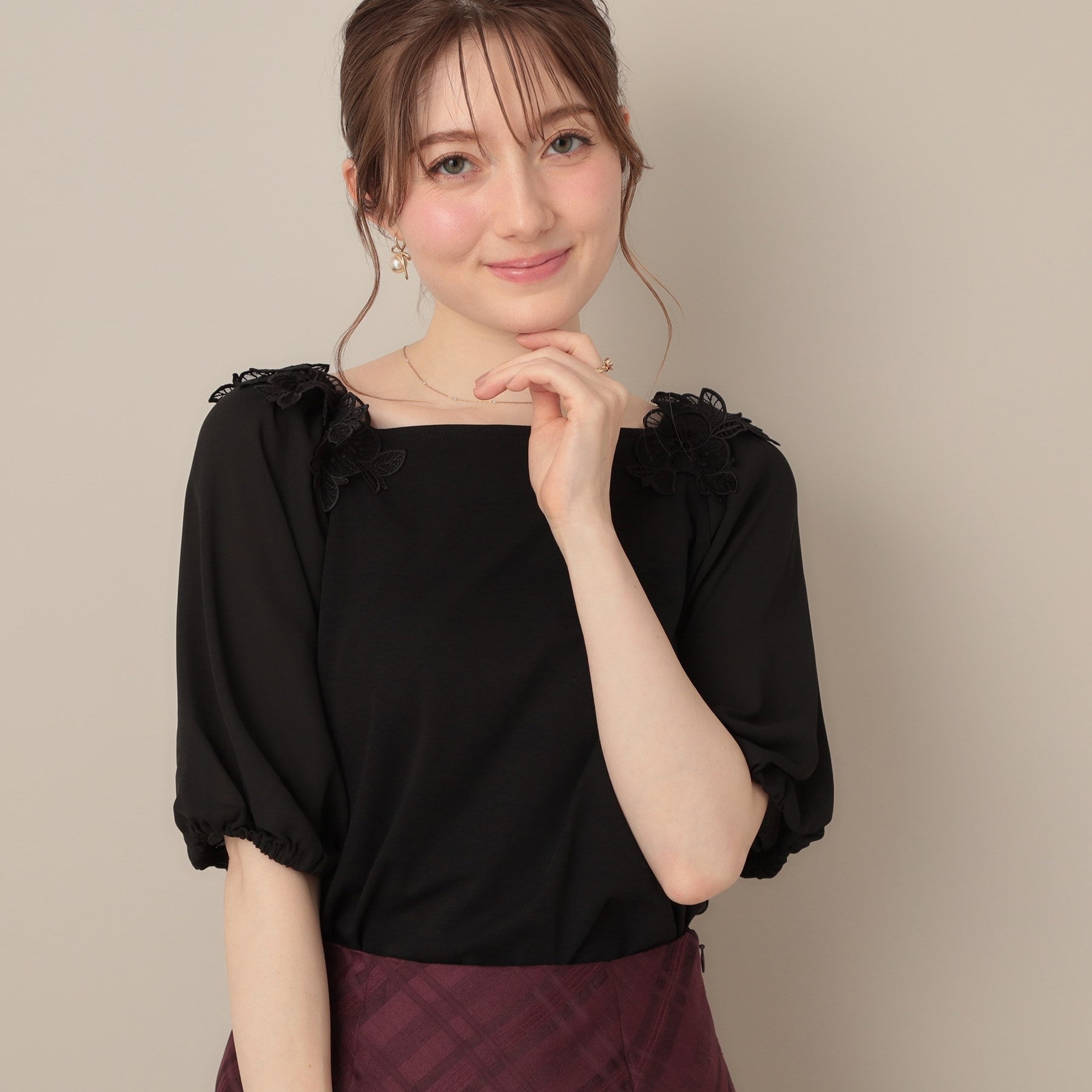 クチュール ブローチ Couture Brooch ラグランレースドッキングカットソー （オフホワイト(003)） オフホワイト(003)