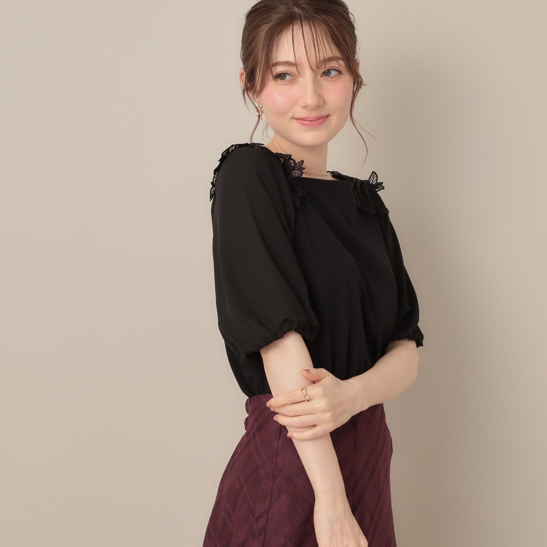 クチュール ブローチ Couture Brooch ラグランレースドッキングカットソー （オフホワイト(003)） オフホワイト(003)