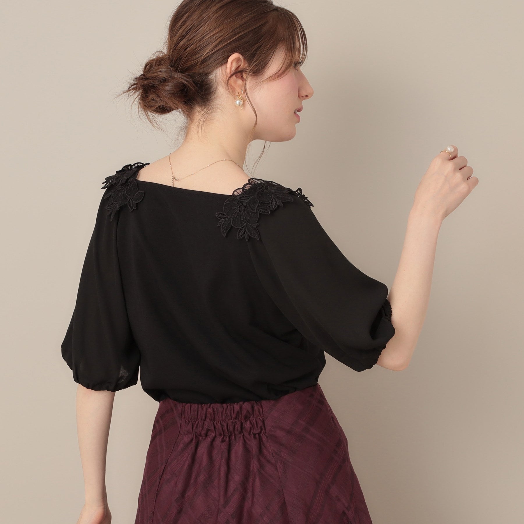 クチュール ブローチ Couture Brooch ラグランレースドッキングカットソー （オフホワイト(003)） オフホワイト(003)