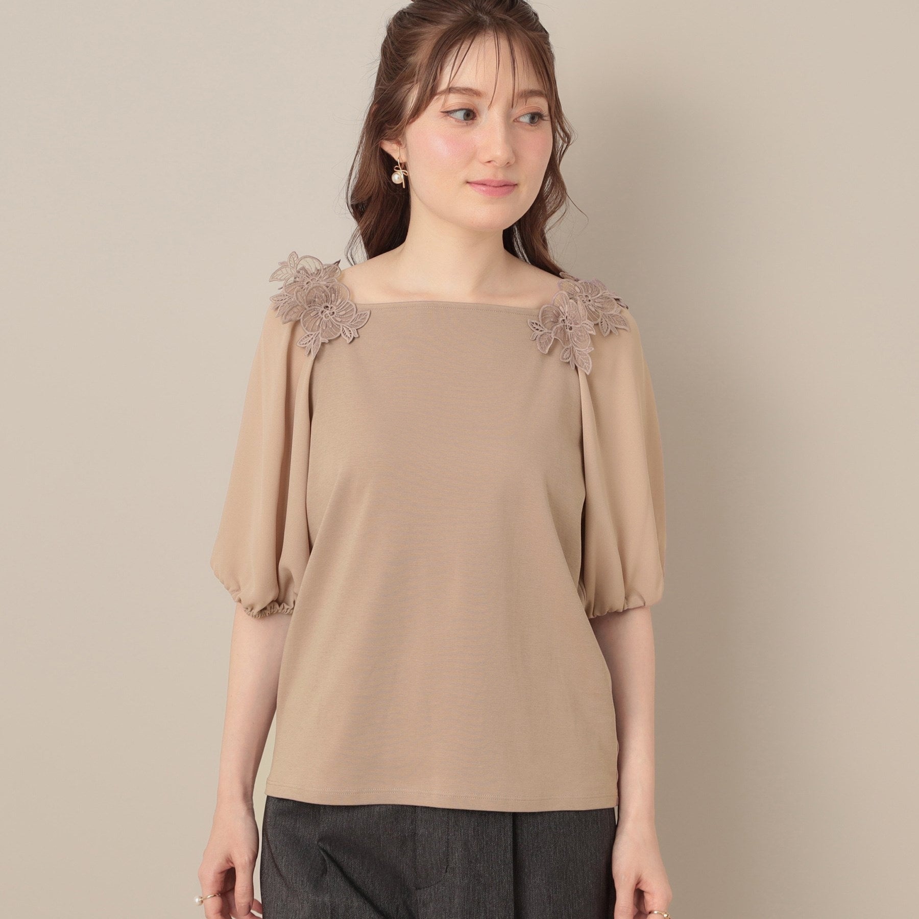 クチュール ブローチ Couture Brooch ラグランレースドッキングカットソー （オフホワイト(003)） オフホワイト(003)