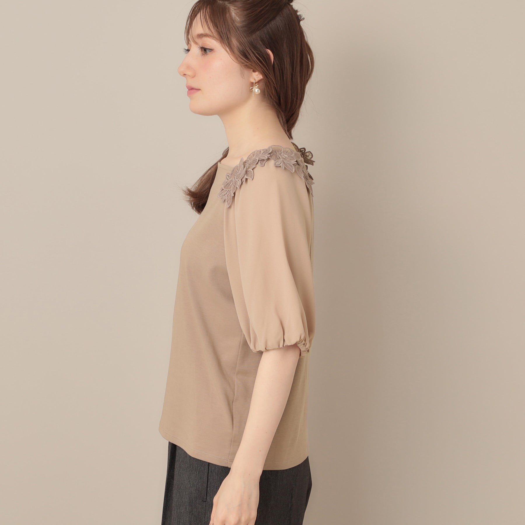 クチュール ブローチ Couture Brooch ラグランレースドッキングカットソー （オフホワイト(003)） オフホワイト(003)