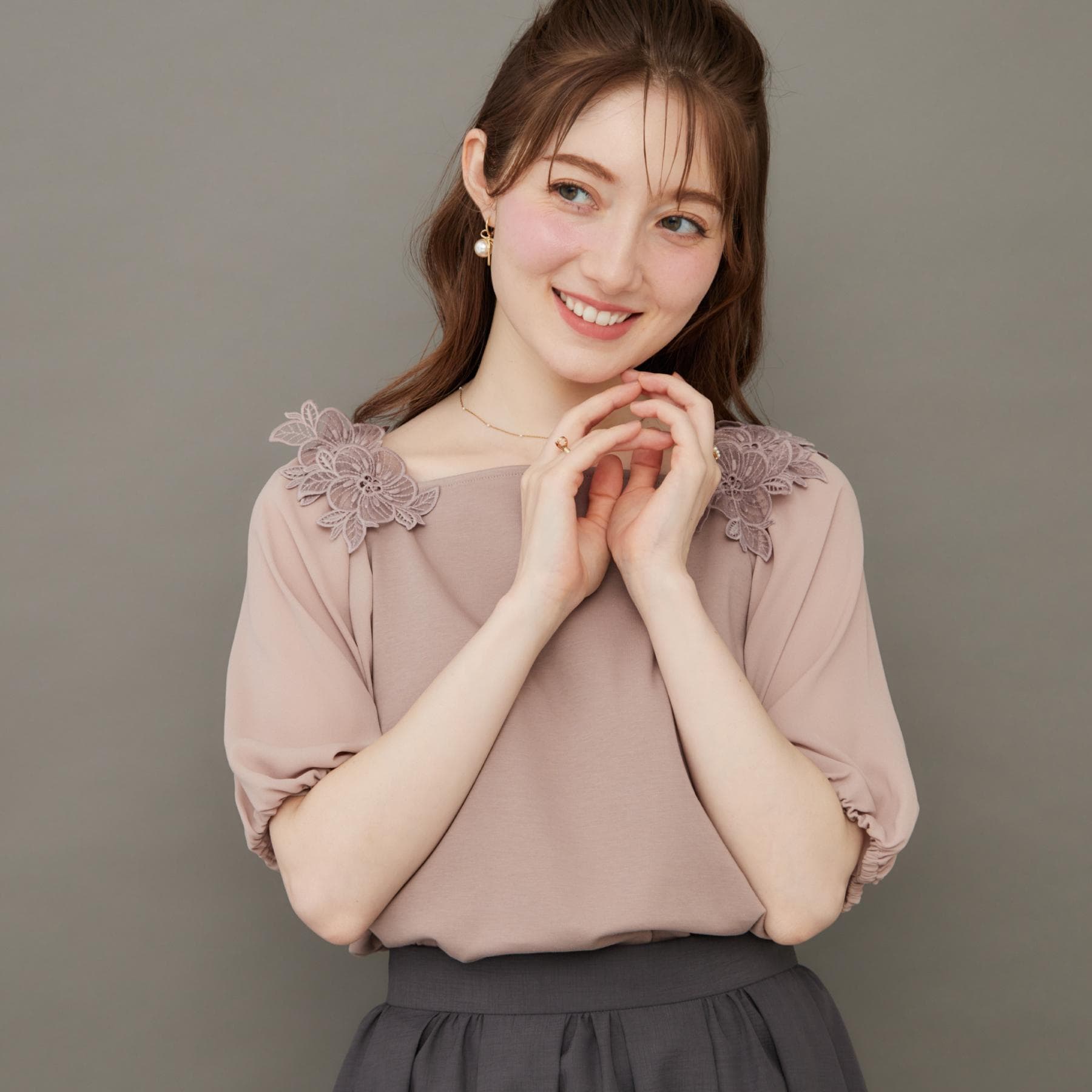 クチュール ブローチ Couture Brooch ラグランレースドッキングカットソー （オフホワイト(003)） オフホワイト(003)