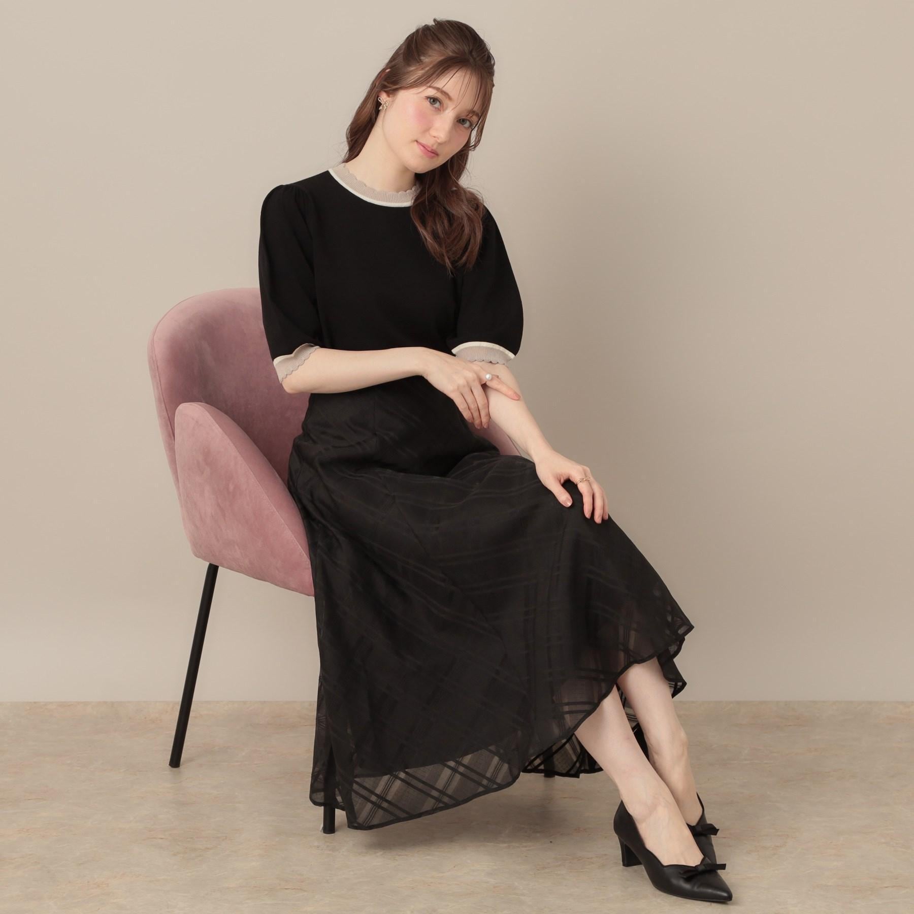 クチュール ブローチ Couture Brooch シアーチェックオーガンジースカート （ブラック(019)） ブラック(019)