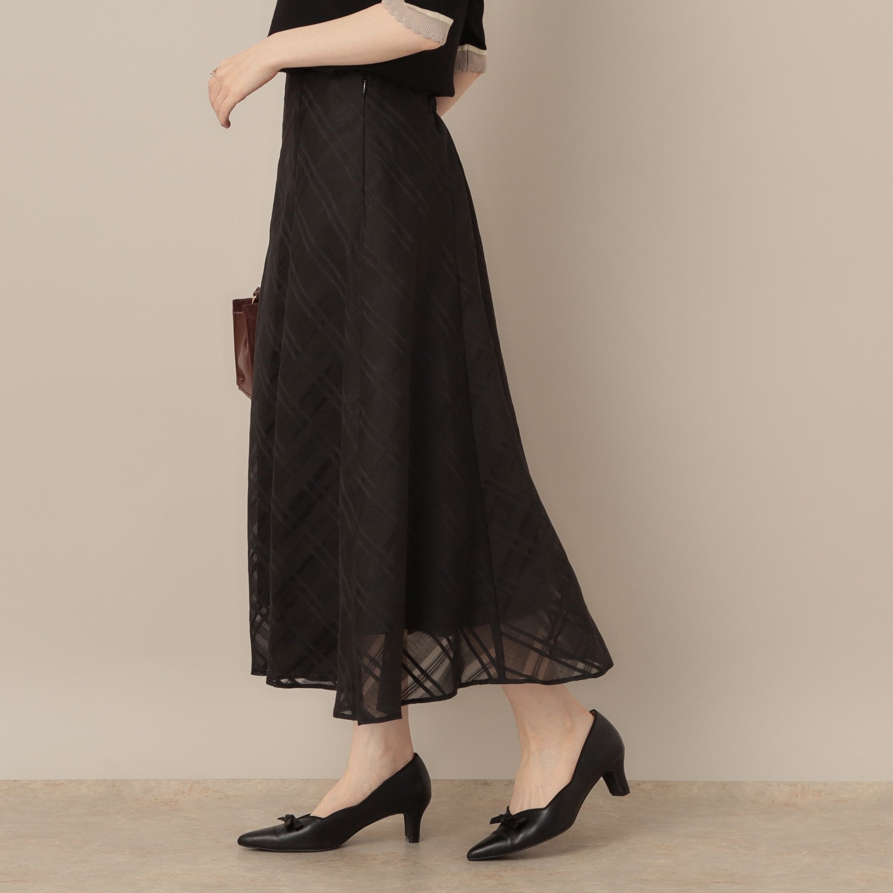 クチュール ブローチ Couture Brooch シアーチェックオーガンジースカート （ブラック(019)） ブラック(019)