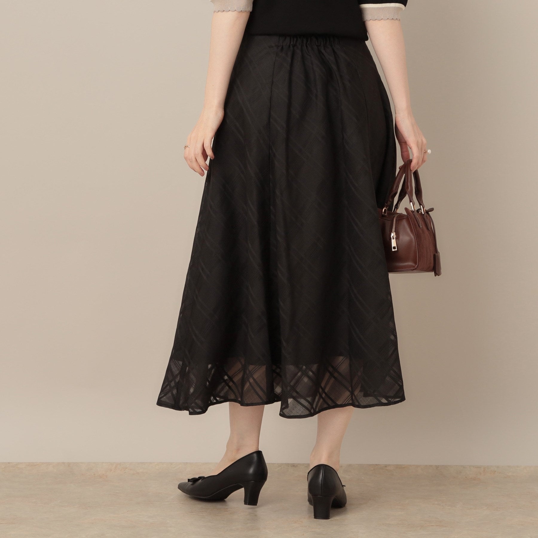 クチュール ブローチ Couture Brooch シアーチェックオーガンジースカート （ブラック(019)） ブラック(019)