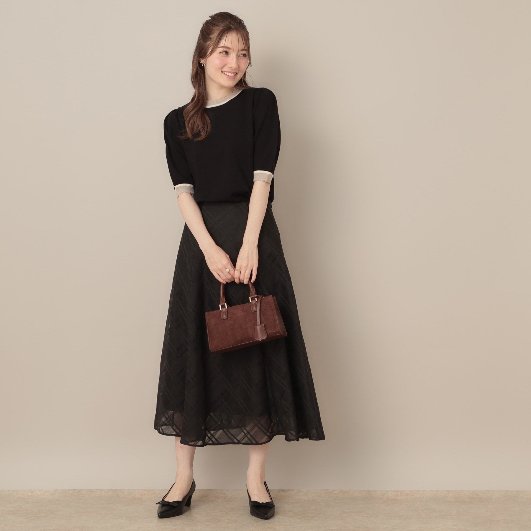 クチュール ブローチ Couture Brooch シアーチェックオーガンジースカート （ブラック(019)） ブラック(019)