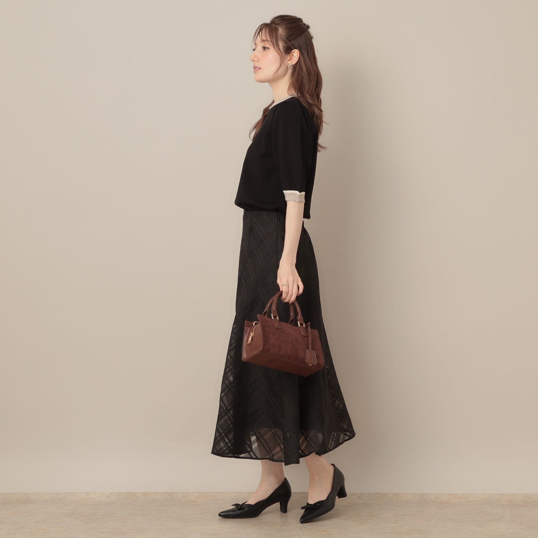 クチュール ブローチ Couture Brooch シアーチェックオーガンジースカート （ブラック(019)） ブラック(019)