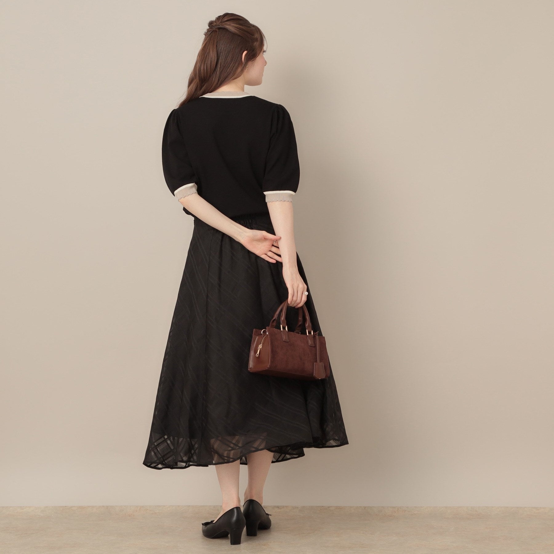 クチュール ブローチ Couture Brooch シアーチェックオーガンジースカート （ブラック(019)） ブラック(019)