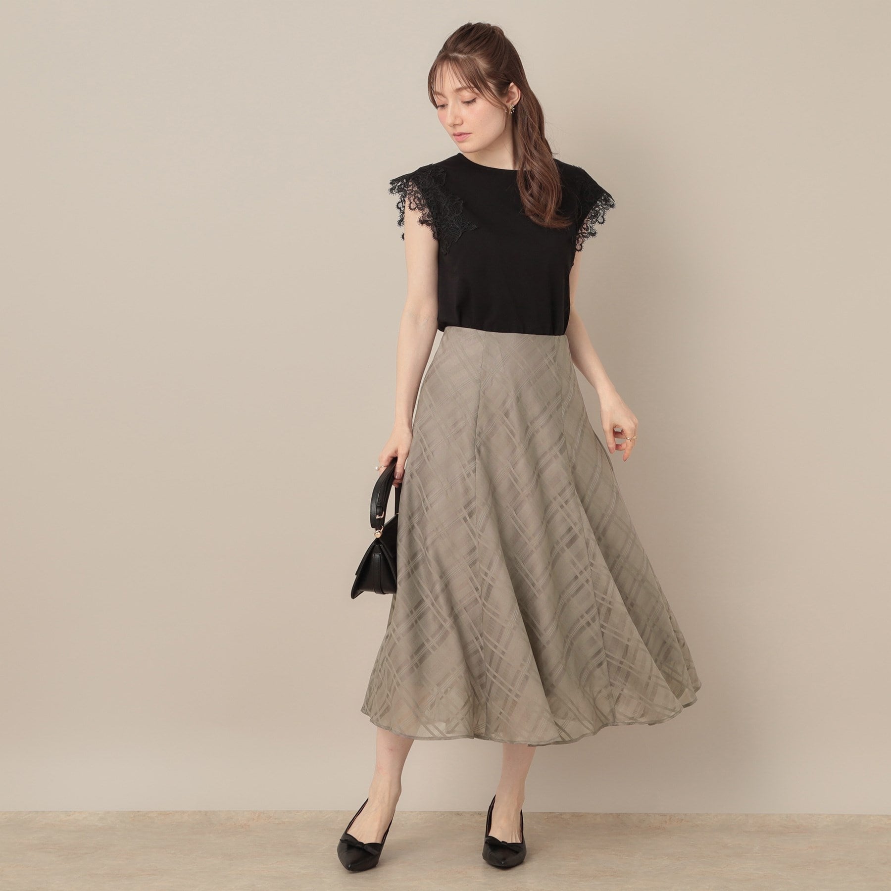 クチュール ブローチ Couture Brooch シアーチェックオーガンジースカート （ブラック(019)） ブラック(019)