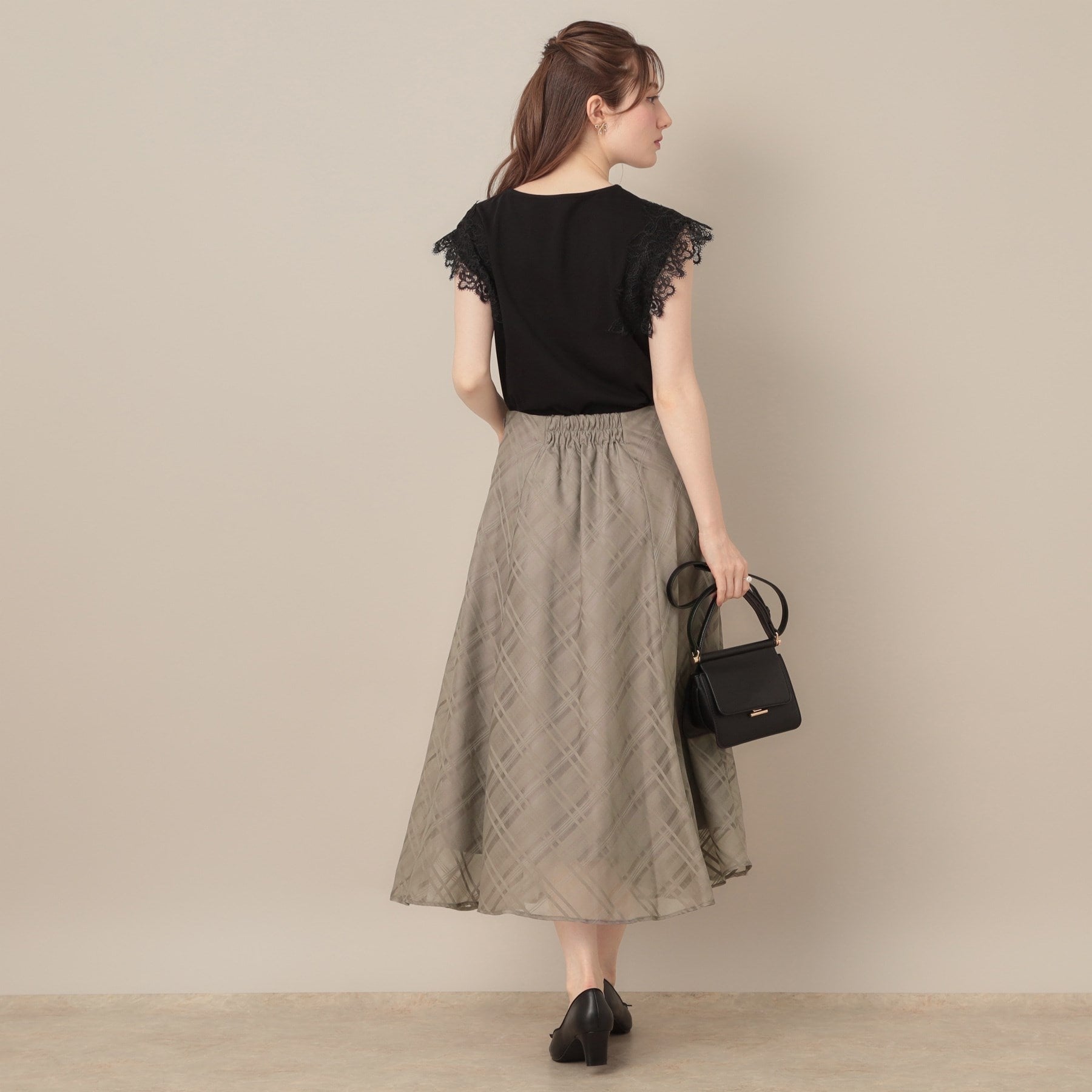 クチュール ブローチ Couture Brooch シアーチェックオーガンジースカート （ブラック(019)） ブラック(019)