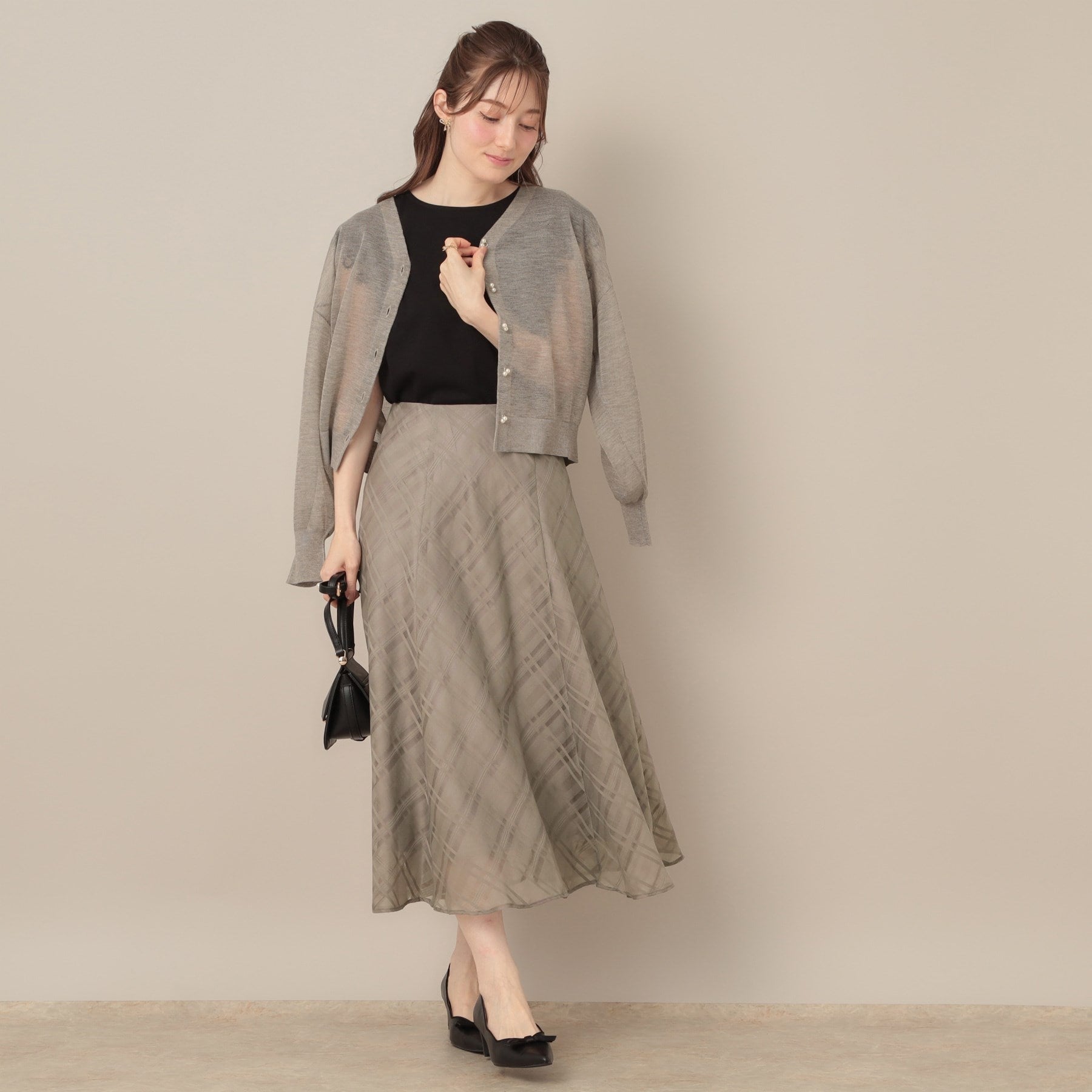 クチュール ブローチ Couture Brooch シアーチェックオーガンジースカート （ブラック(019)） ブラック(019)