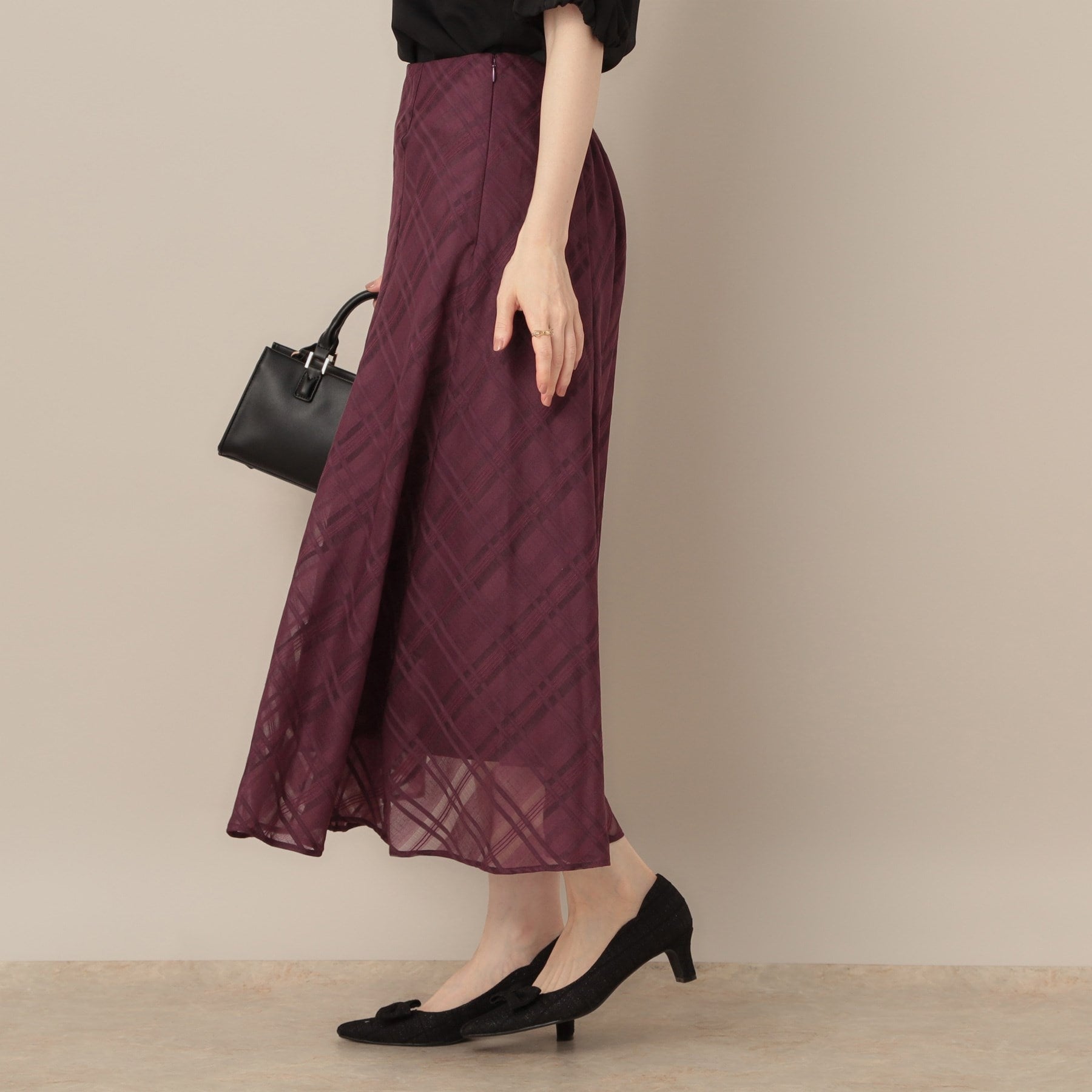 クチュール ブローチ Couture Brooch シアーチェックオーガンジースカート （ブラック(019)） ブラック(019)