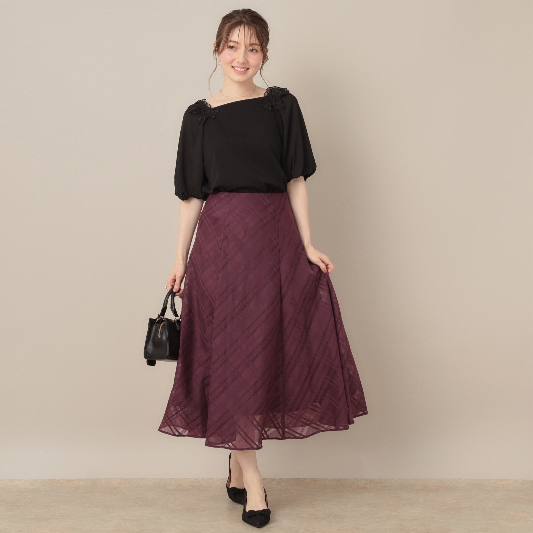 クチュール ブローチ Couture Brooch シアーチェックオーガンジースカート （ブラック(019)） ブラック(019)