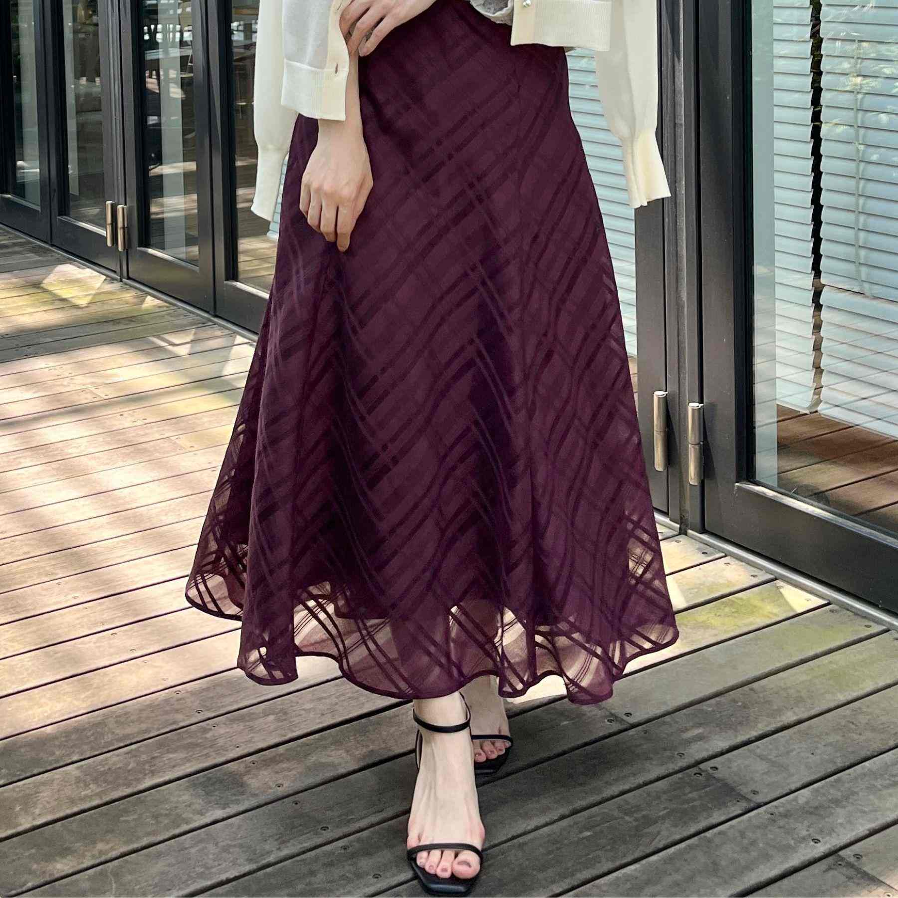 クチュール ブローチ Couture Brooch シアーチェックオーガンジースカート （ボルドー(064)） ボルドー(064)