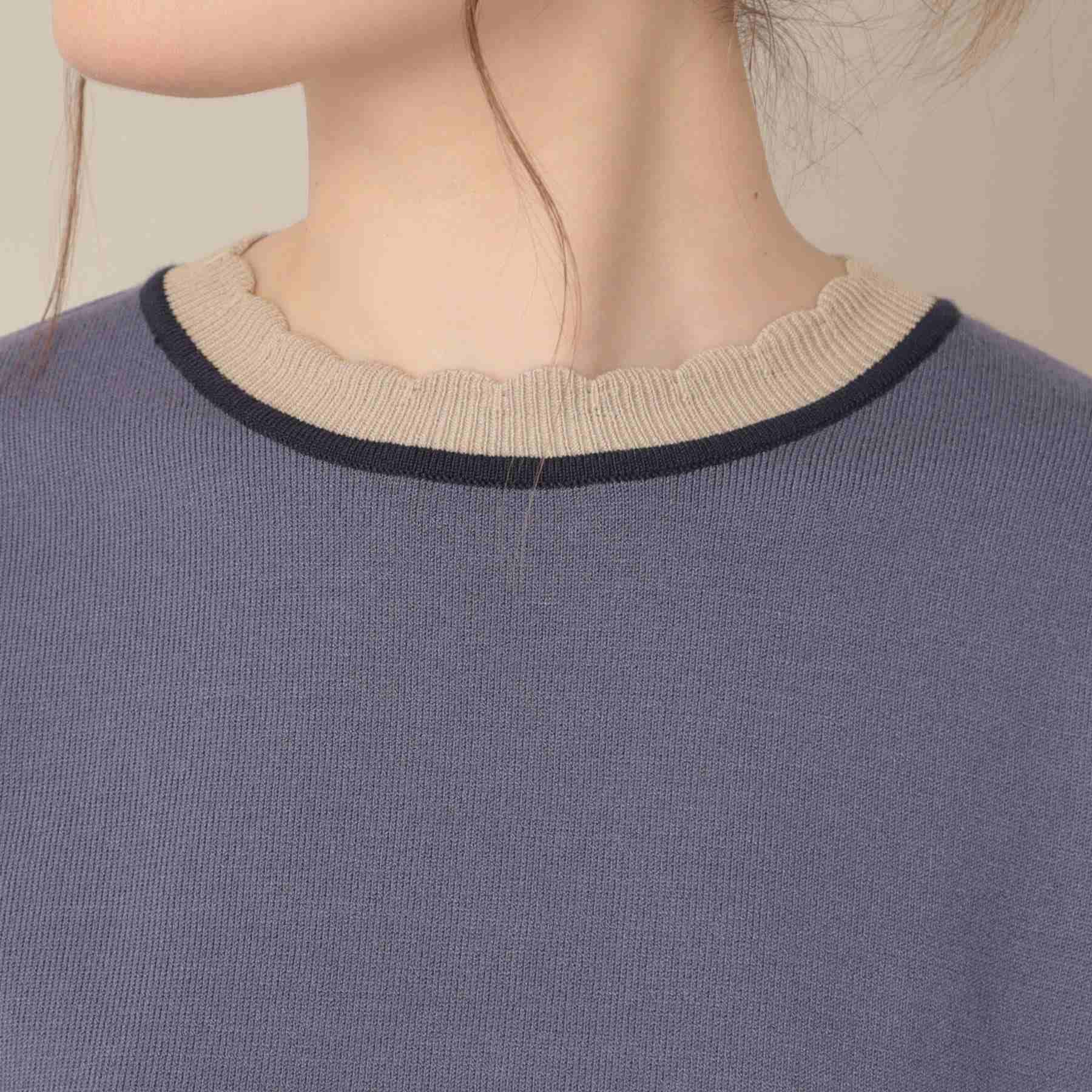 クチュール ブローチ Couture Brooch 配色スカラ5分袖ニット （ブラック(019)） ブラック(019)