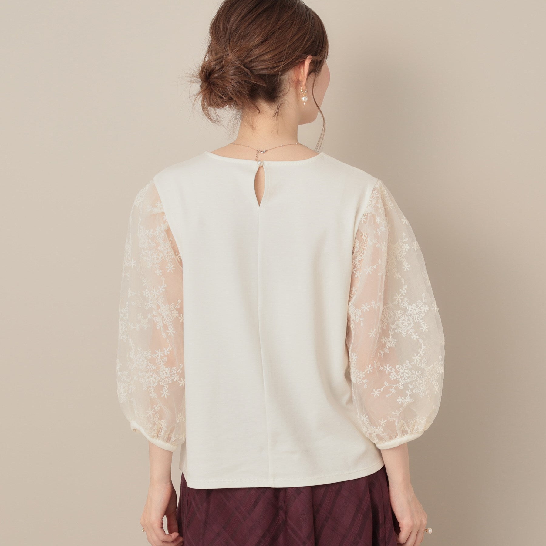 クチュール ブローチ Couture Brooch 袖レースドッキングカットソー （オフホワイト(003)） オフホワイト(003)