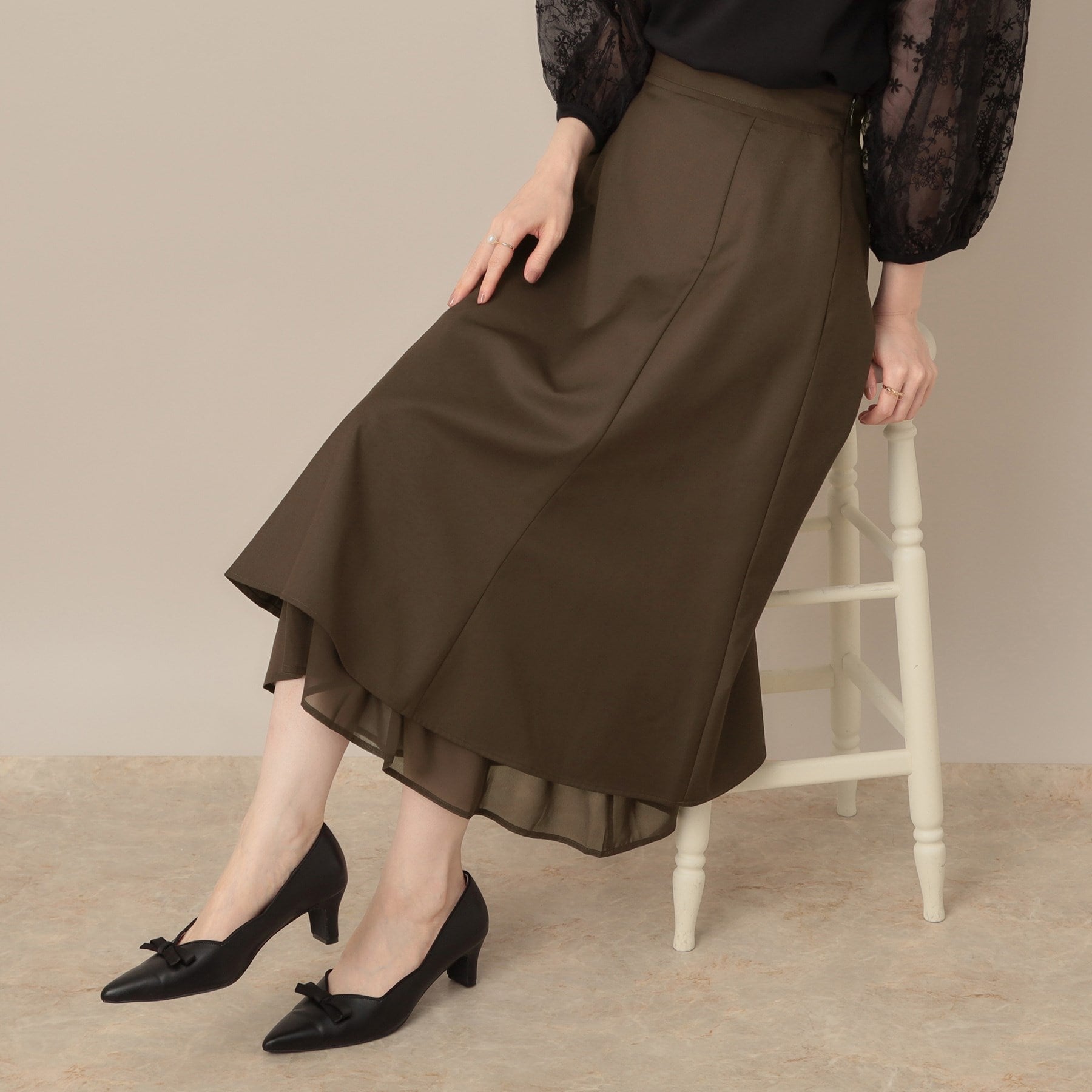 クチュール ブローチ Couture Brooch 裾シアーフレアスカート （ブラウン(044)） ブラウン(044)