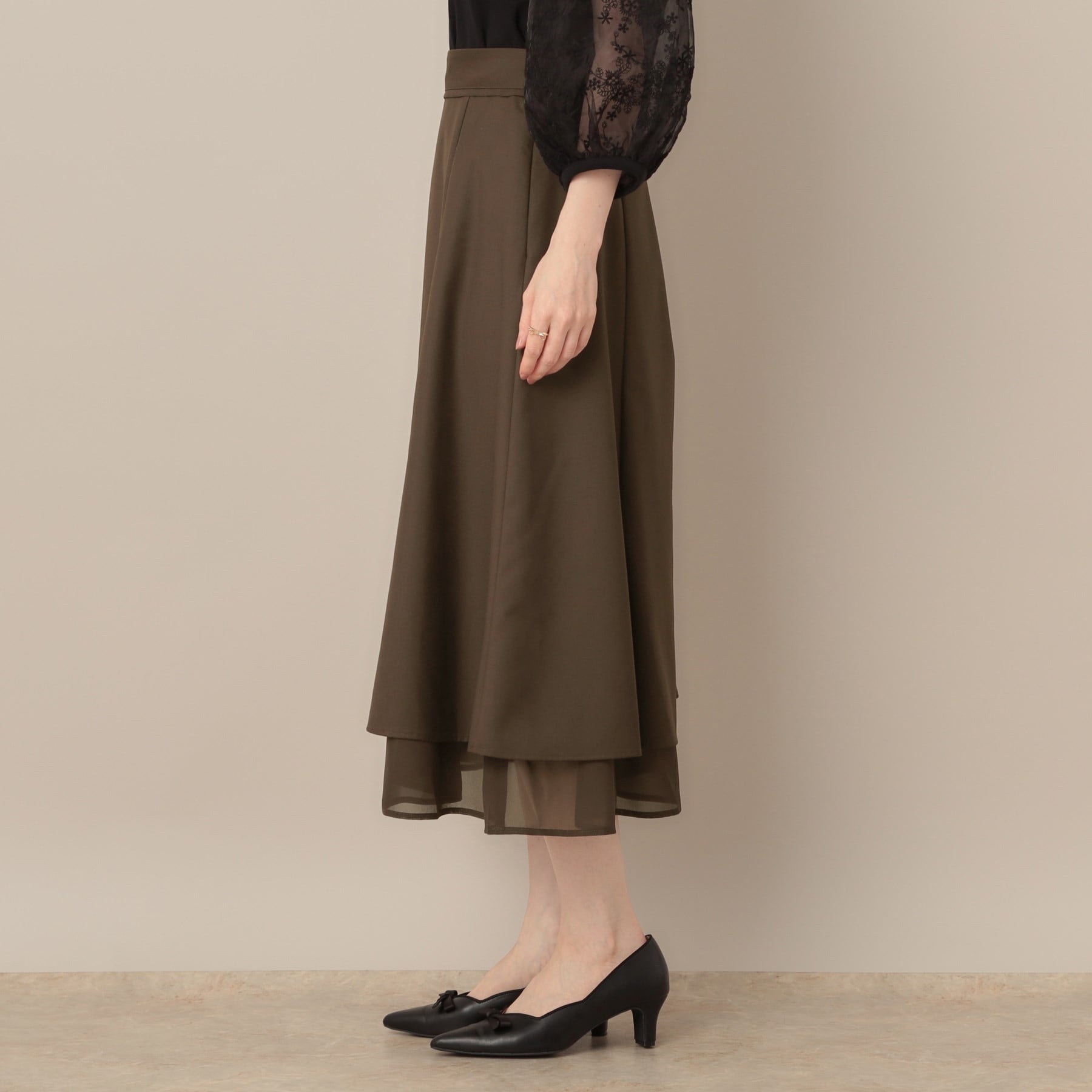 クチュール ブローチ Couture Brooch 裾シアーフレアスカート （ブラウン(044)） ブラウン(044)