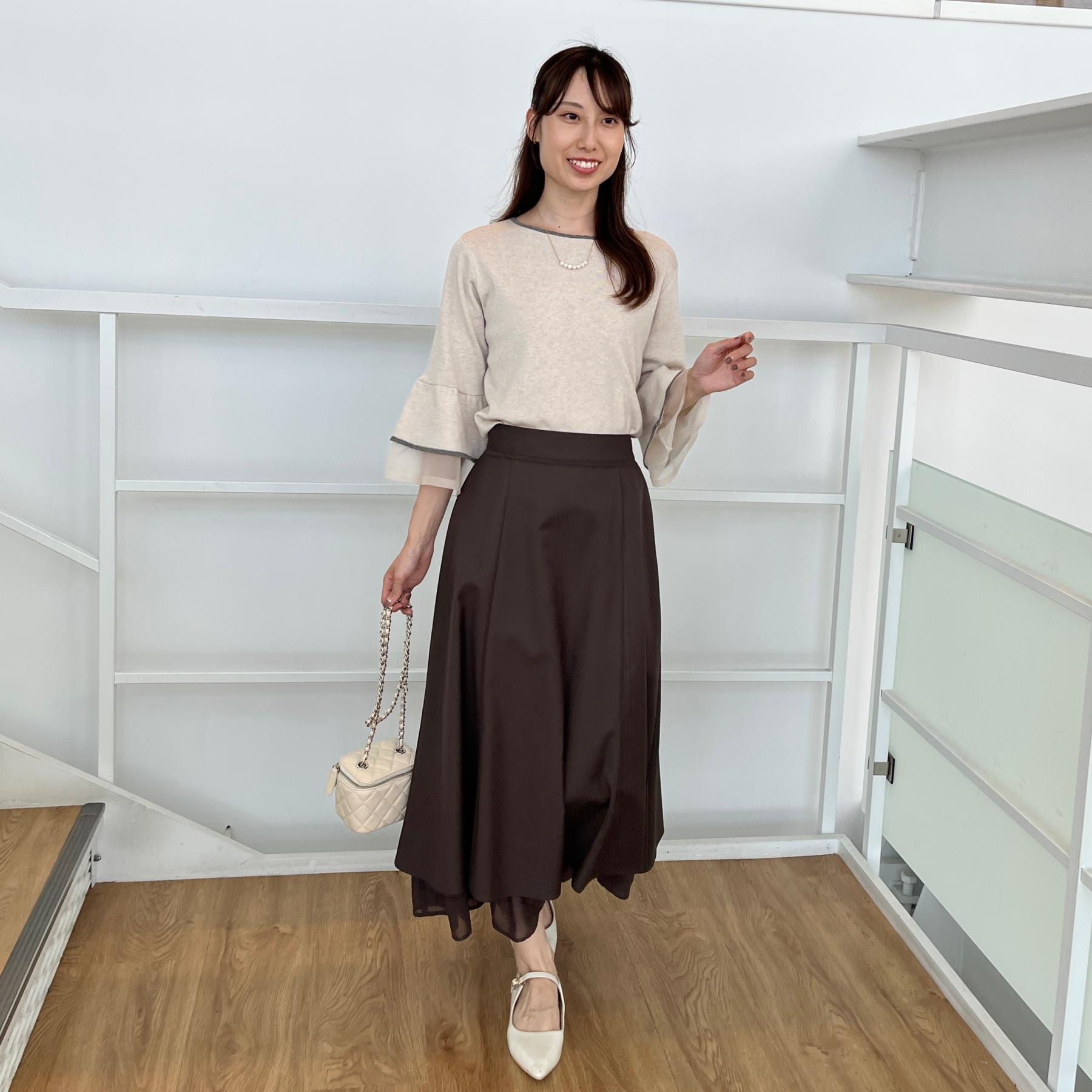 クチュール ブローチ Couture Brooch 裾シアーフレアスカート （ブラウン(044)） ブラウン(044)