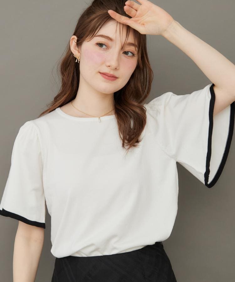 クチュール ブローチ Couture Brooch 配色フレアスリーブニット （ピンク(072)） ピンク(072)