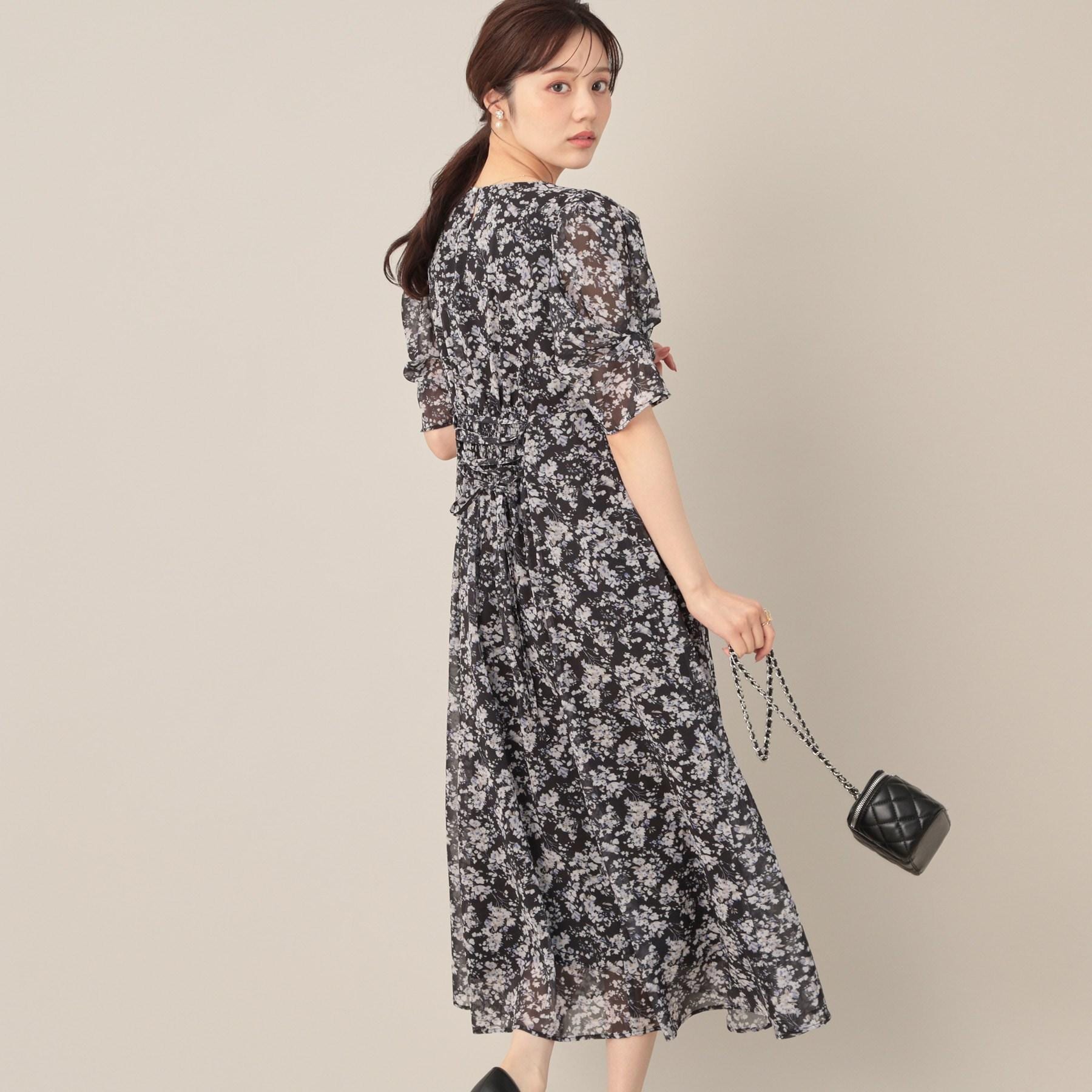 クチュール ブローチ Couture Brooch Vネックフラワーワンピース （ブラック(119)） ブラック(119)