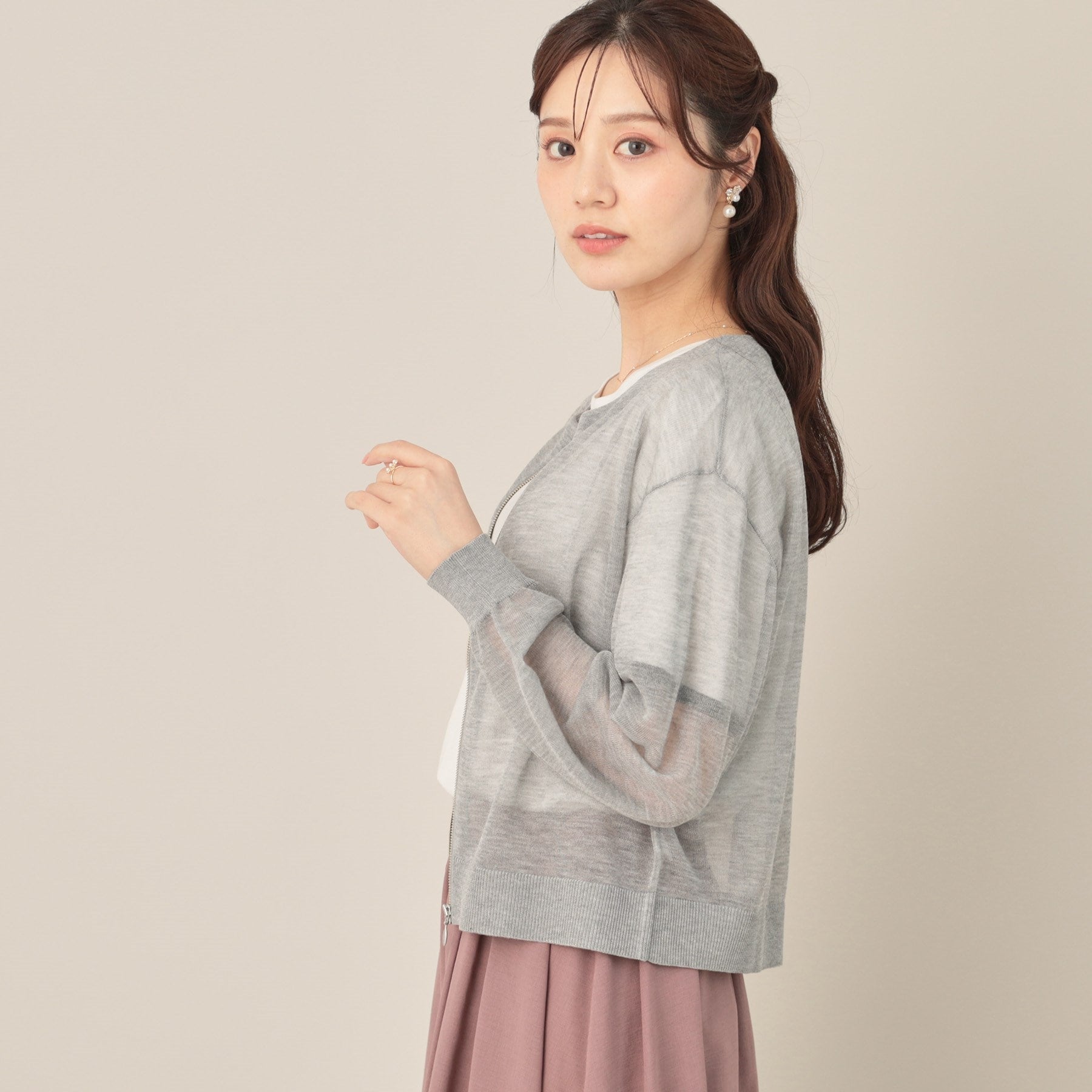 クチュール ブローチ Couture Brooch LEVITAシアージップアップブルゾン （ライトグレー(011)） ライトグレー(011)