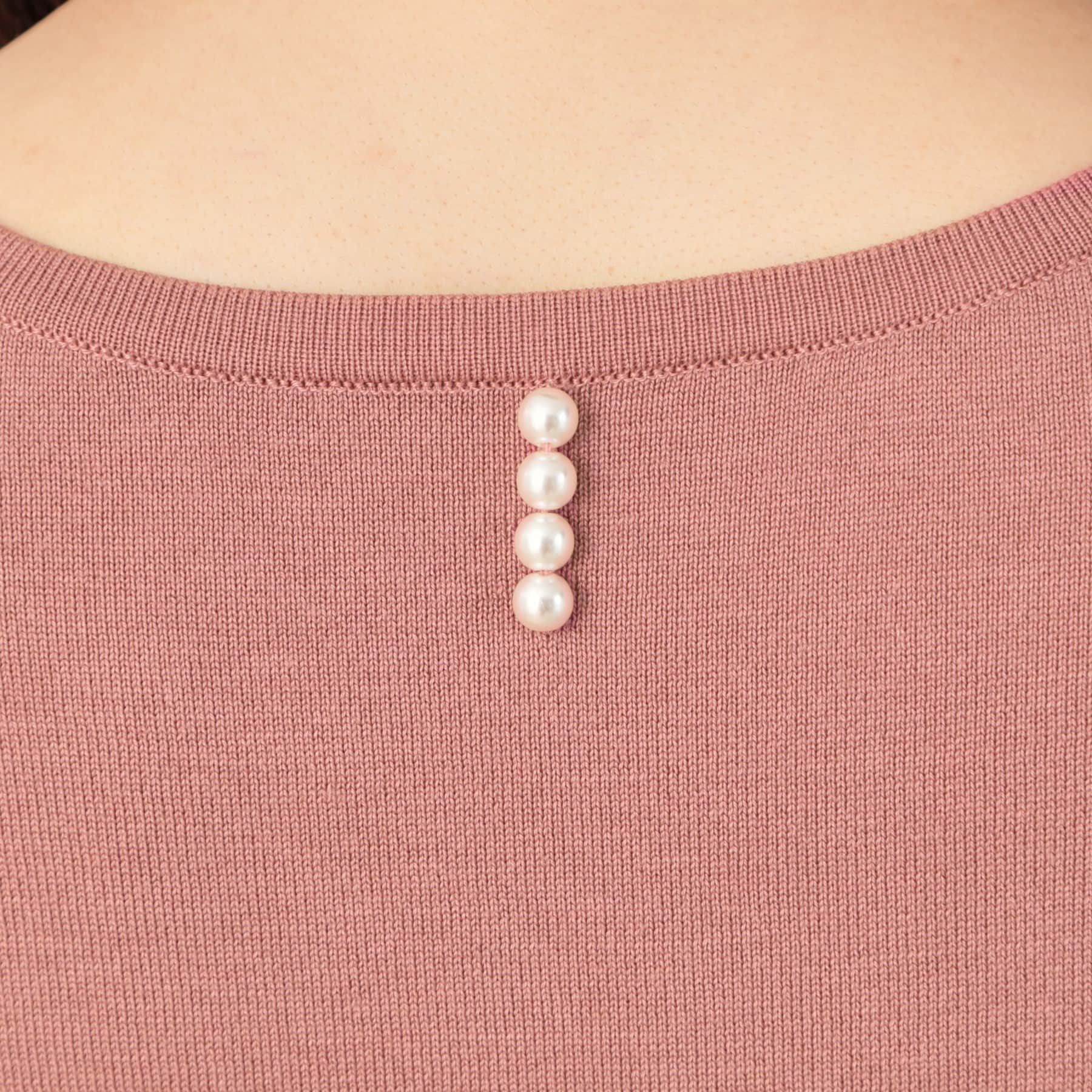 クチュール ブローチ Couture Brooch 【フェミニン・5分袖・通勤】配色フレアスリーブニット （オフホワイト(503)） オフホワイト(503)