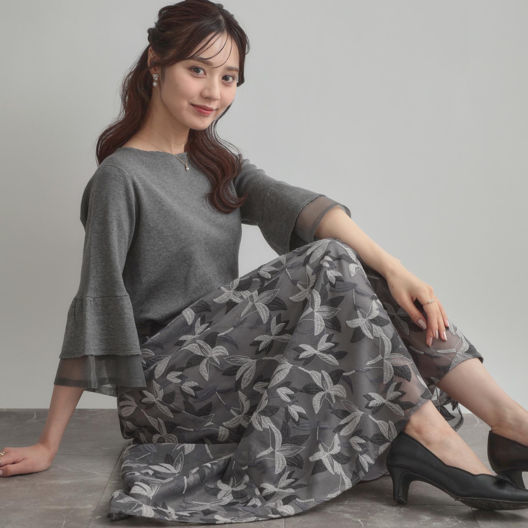 クチュール ブローチ Couture Brooch リンドウエンブロメッシュスカート （グレー(412)） グレー(412)
