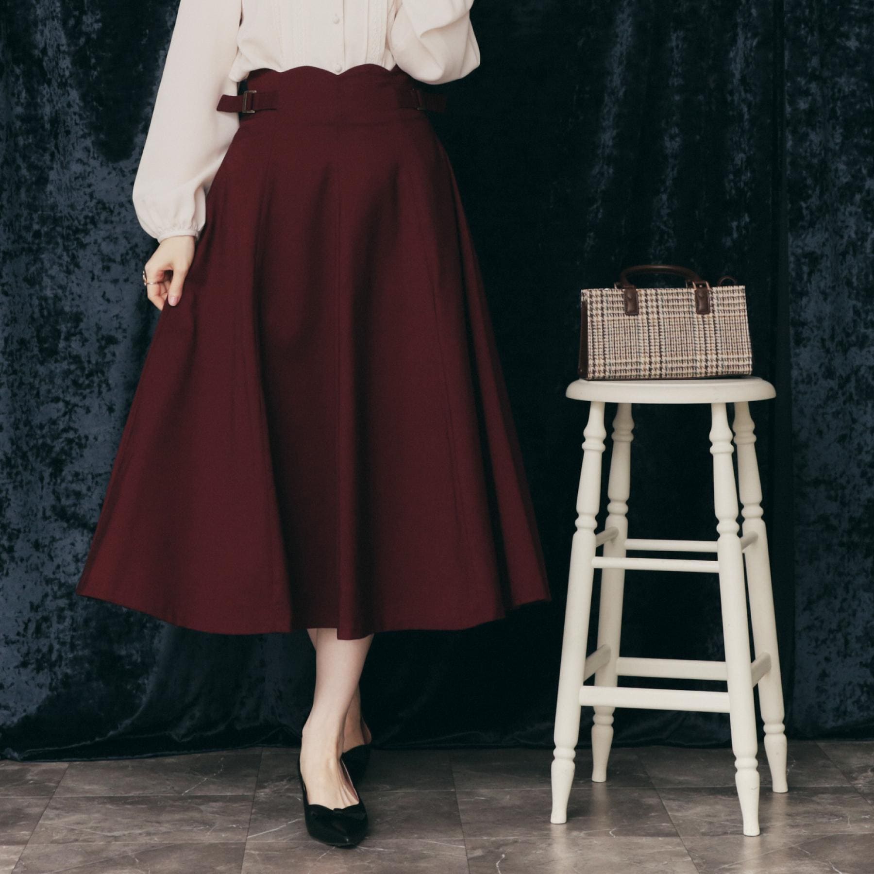 クチュール ブローチ Couture Brooch スカラウエスト サイドベルト パネルスカート （ボルドー(064)） ボルドー(064)