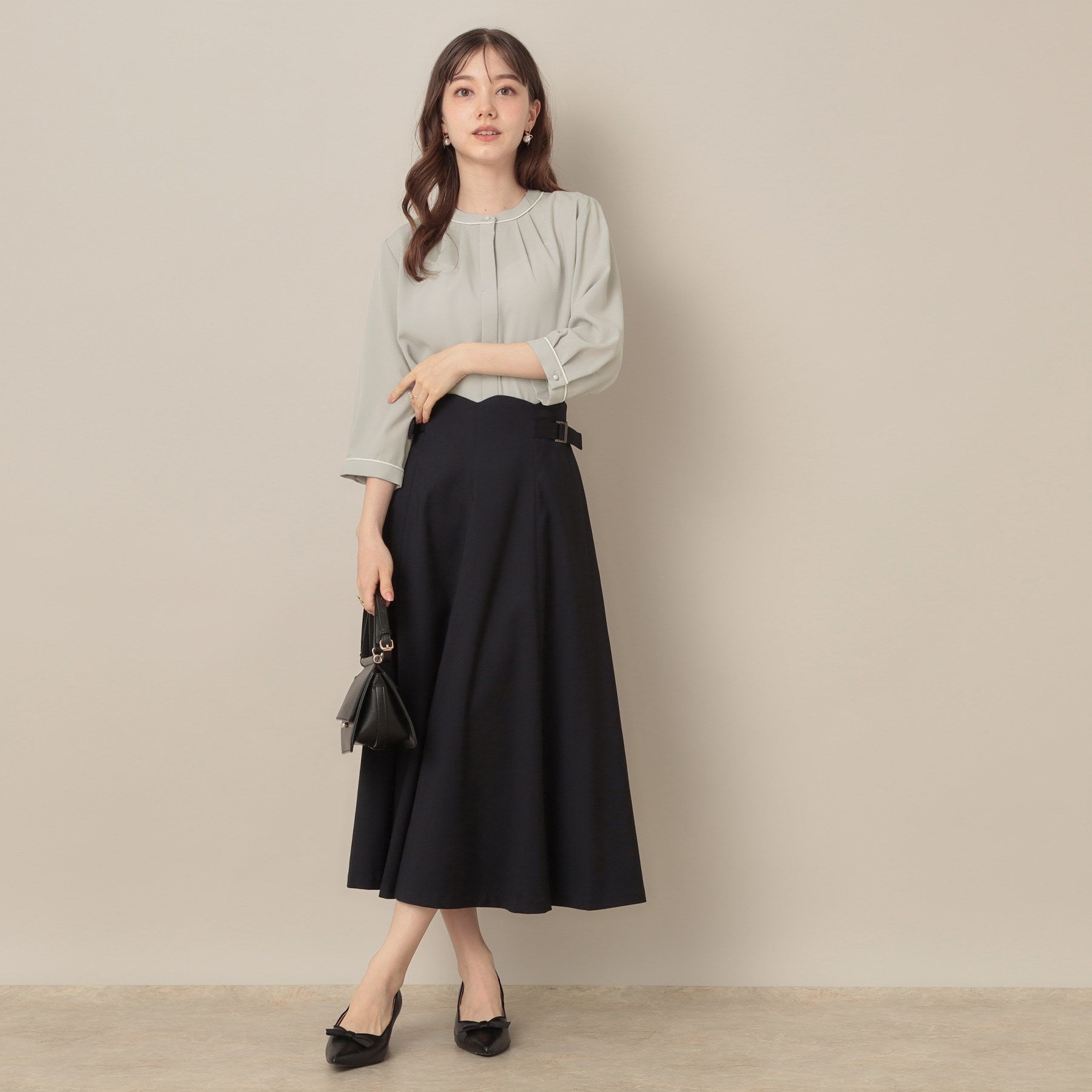クチュール ブローチ Couture Brooch 配色ジョーゼットブラウス （アイボリー(504)） アイボリー(504)