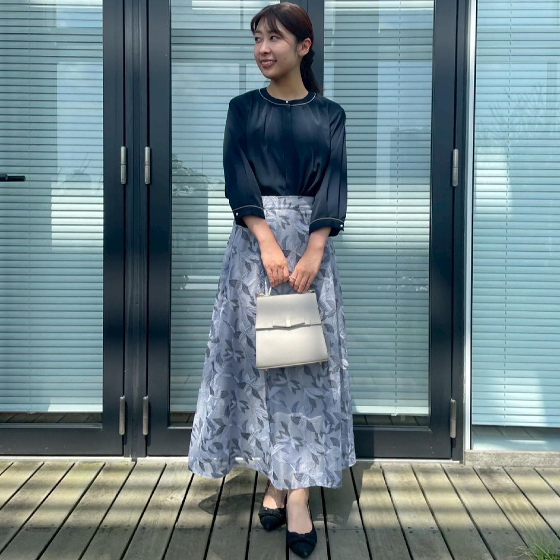 クチュール ブローチ Couture Brooch 配色ジョーゼットブラウス （アイボリー(504)） アイボリー(504)