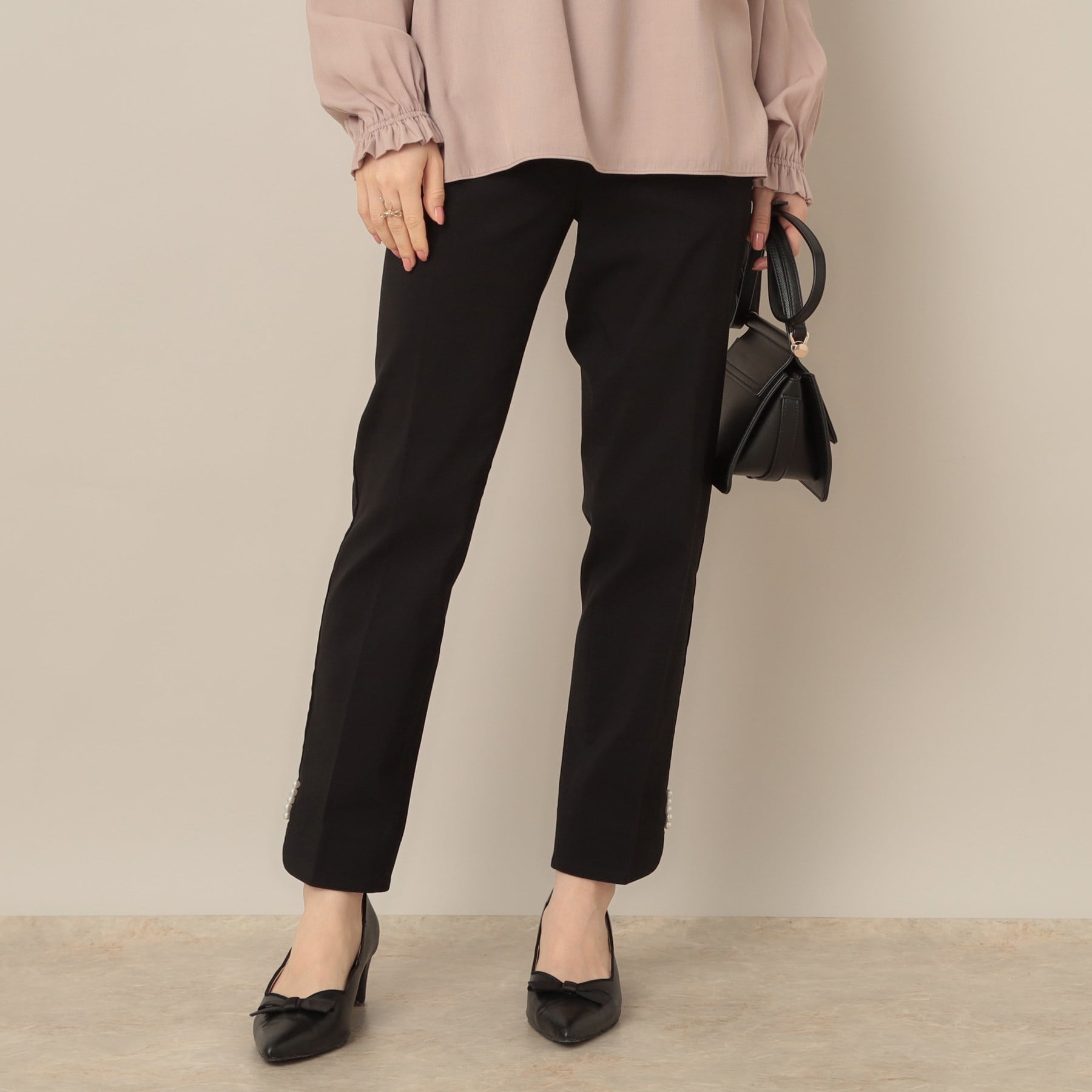 クチュール ブローチ Couture Brooch ポイントパール調ハイパーストレッチパンツ （ネイビー(094)） ネイビー(094)