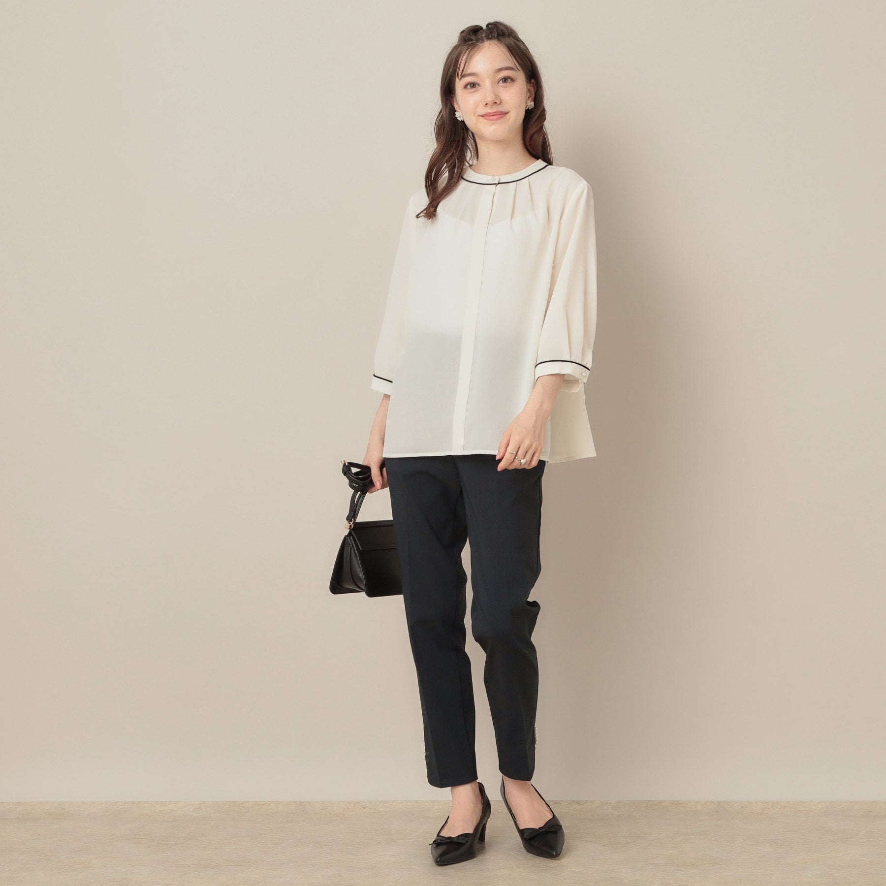 クチュール ブローチ Couture Brooch ポイントパール調ハイパーストレッチパンツ （ネイビー(094)） ネイビー(094)