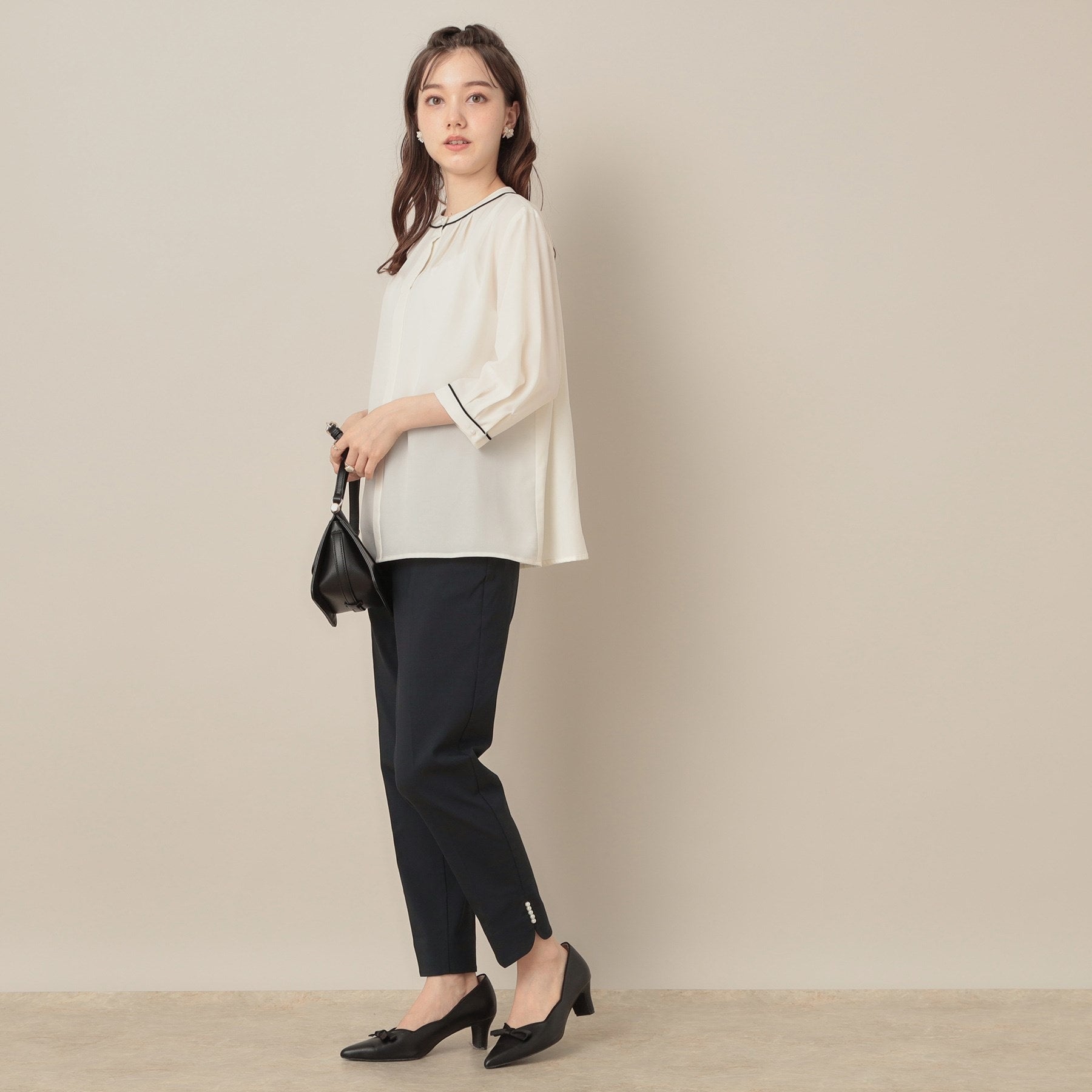 クチュール ブローチ Couture Brooch ポイントパール調ハイパーストレッチパンツ （ネイビー(094)） ネイビー(094)