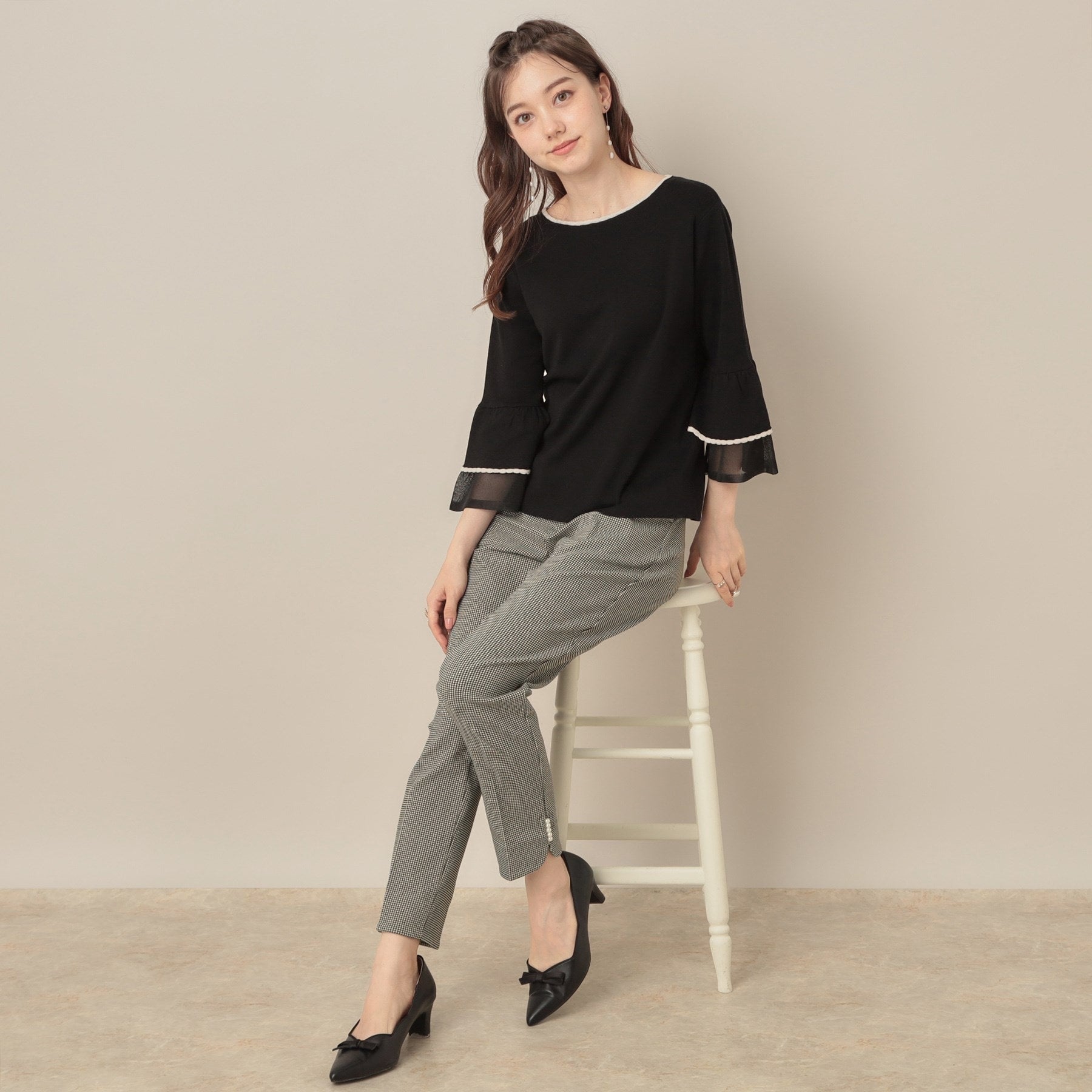 クチュール ブローチ Couture Brooch ポイントパール調ハイパーストレッチパンツ （ネイビー(094)） ネイビー(094)