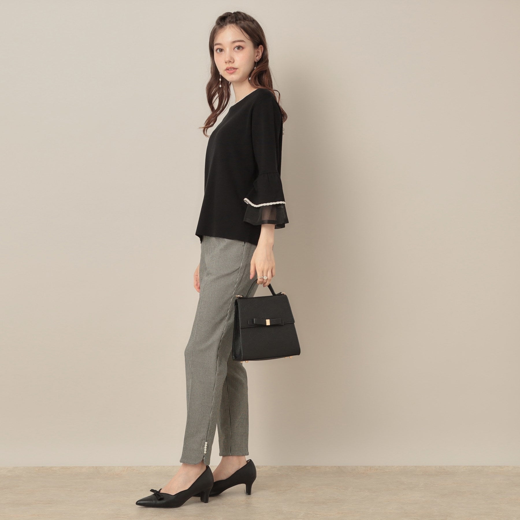 クチュール ブローチ Couture Brooch ポイントパール調ハイパーストレッチパンツ （ネイビー(094)） ネイビー(094)