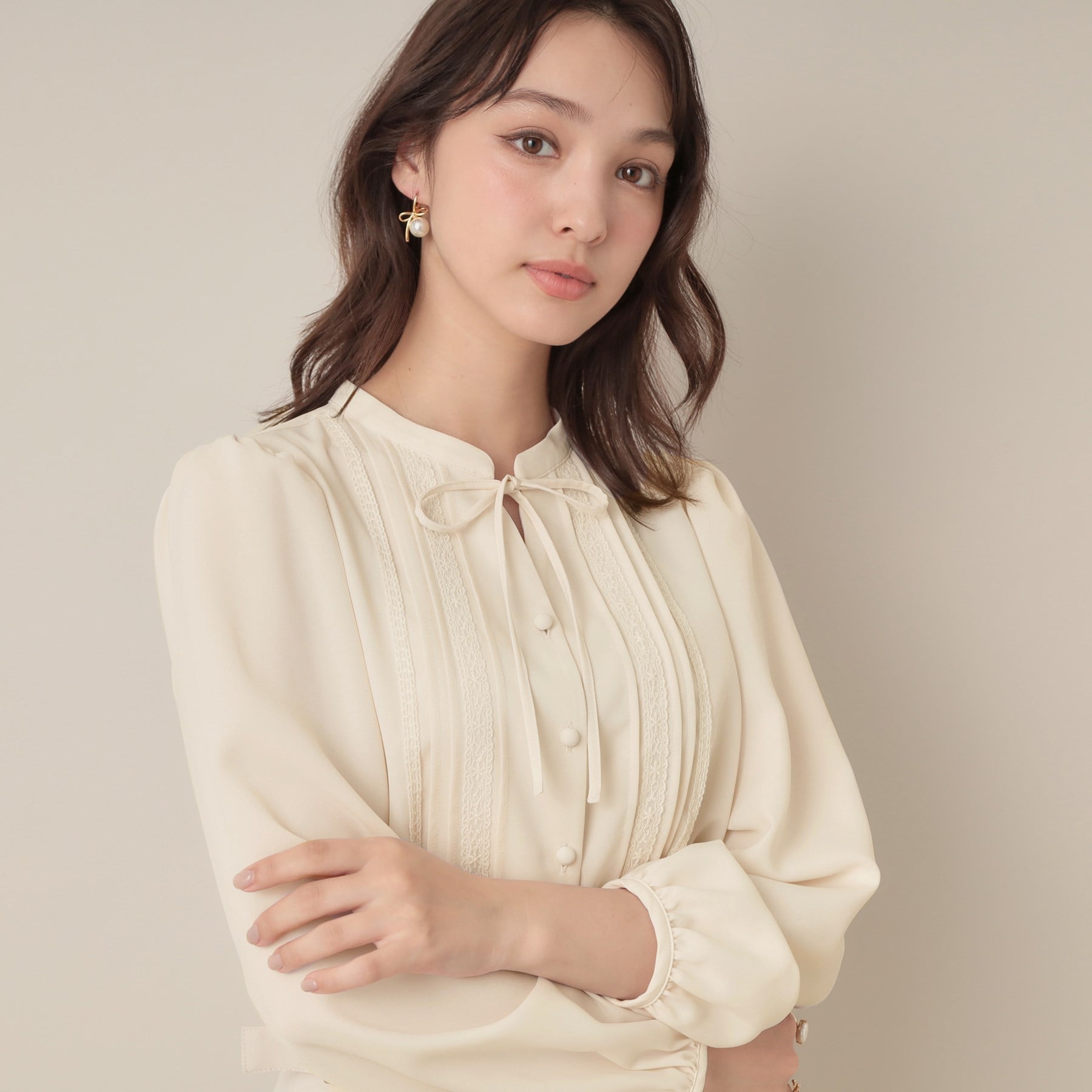 クチュール ブローチ Couture Brooch ピンタックレースブラウス （ブラック(019)） ブラック(019)